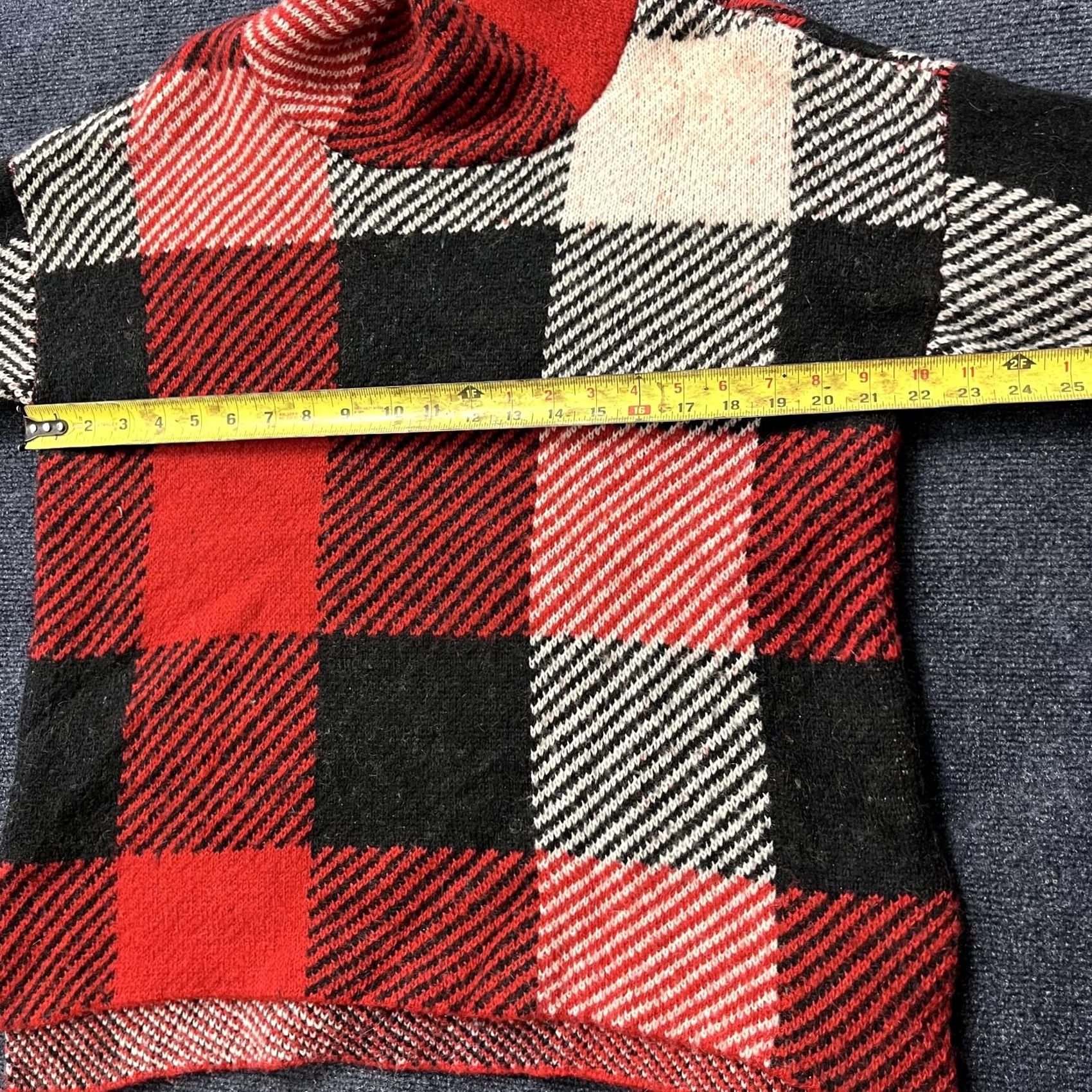 DKNY VINTAGE DKNY Sweater Womens M Red Black Buffalo Plaid Turtleneck Knit Pullover Size M / US 6-8 / IT 42-44 - 6 Thumbnail