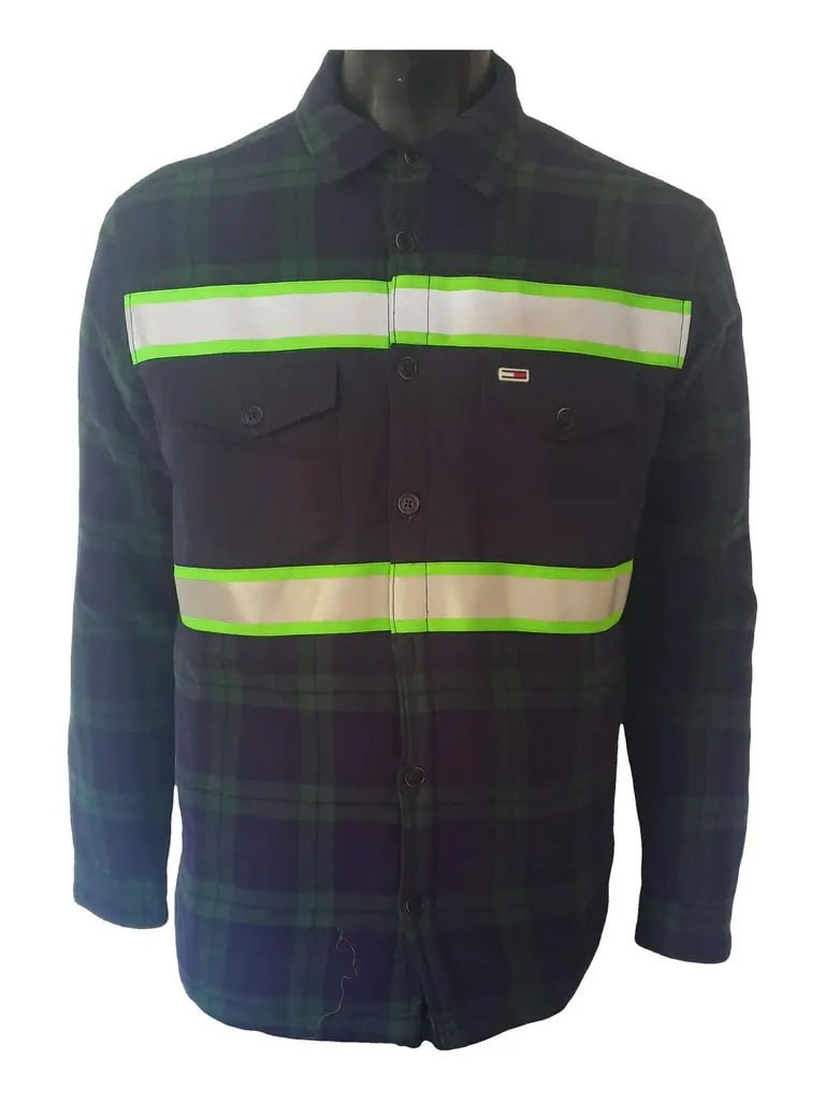 Tommy Hilfiger Tommy Hilfiger Reflective Stripe Green Plaid Flannel Shirt Size US M / EU 48-50 / 2 - 1 Thumbnail