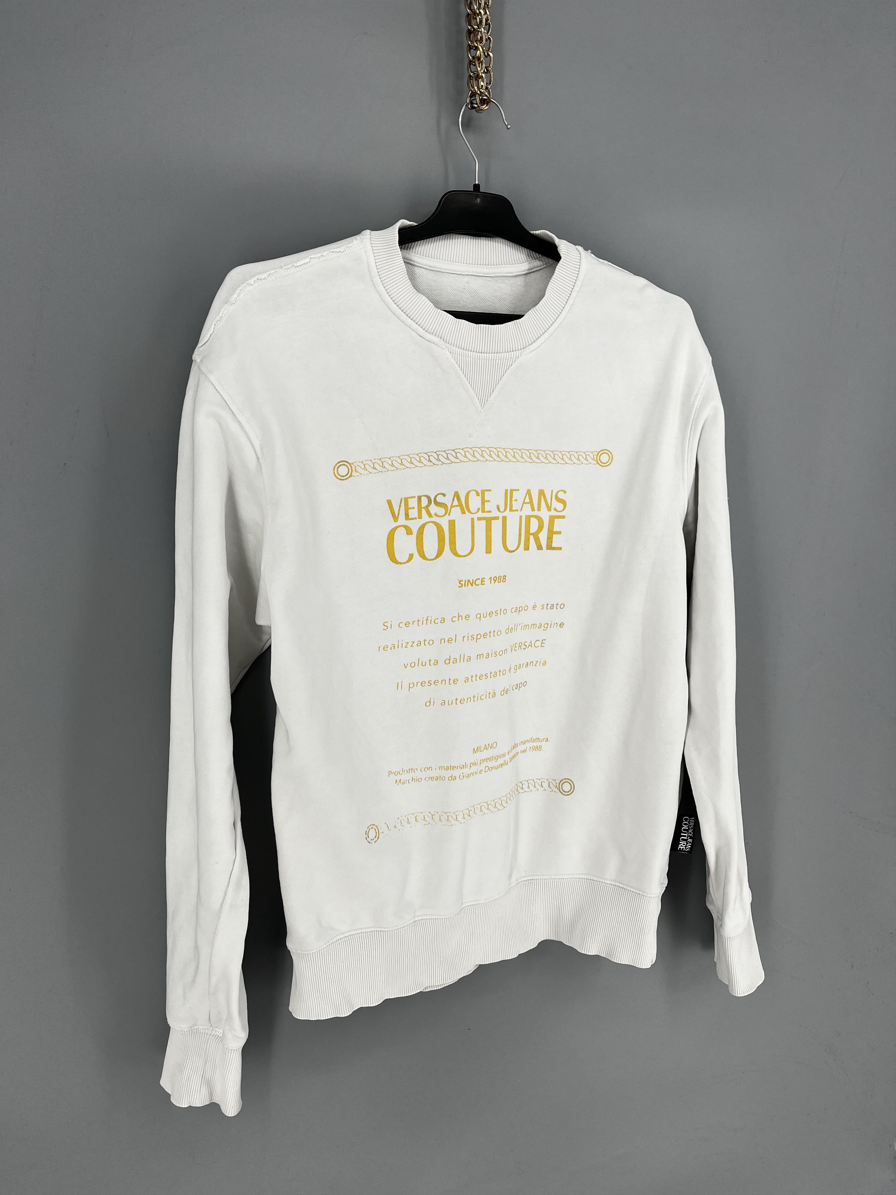 Versace Versace Jeans Couture Men's White Gold Logo Hooded Size US S / EU 44-46 / 1 - 2 Thumbnail