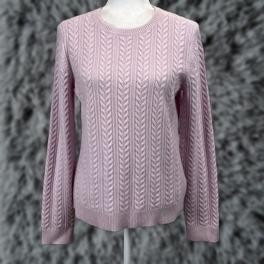 Brooks Brothers Brooks Brothers Cashmere Sweater Womens Long Sleeve Pullover Size L Pink Cableknit Size L / US 10 / IT 46 - 1 Thumbnail