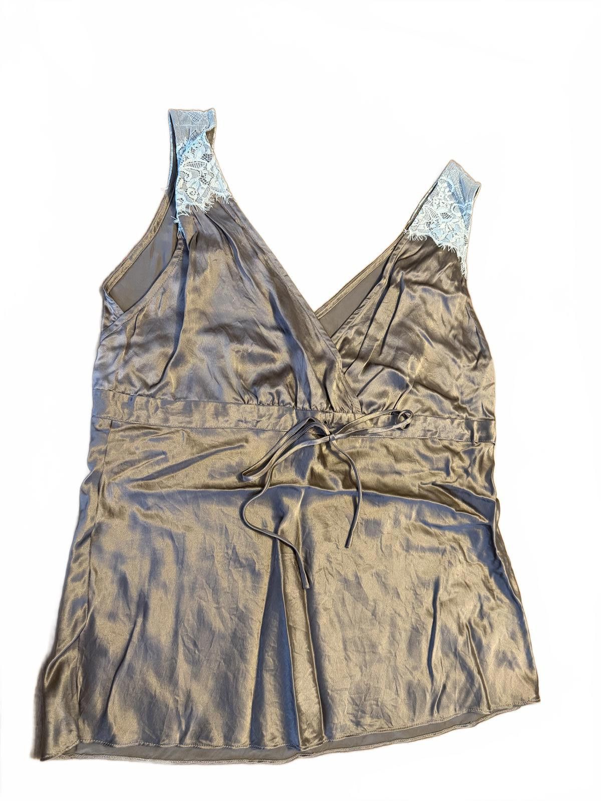 Other White House Black Market Brown Silk Sleeveless Top Lace Med Size M / US 6-8 / IT 42-44 - 3 Thumbnail