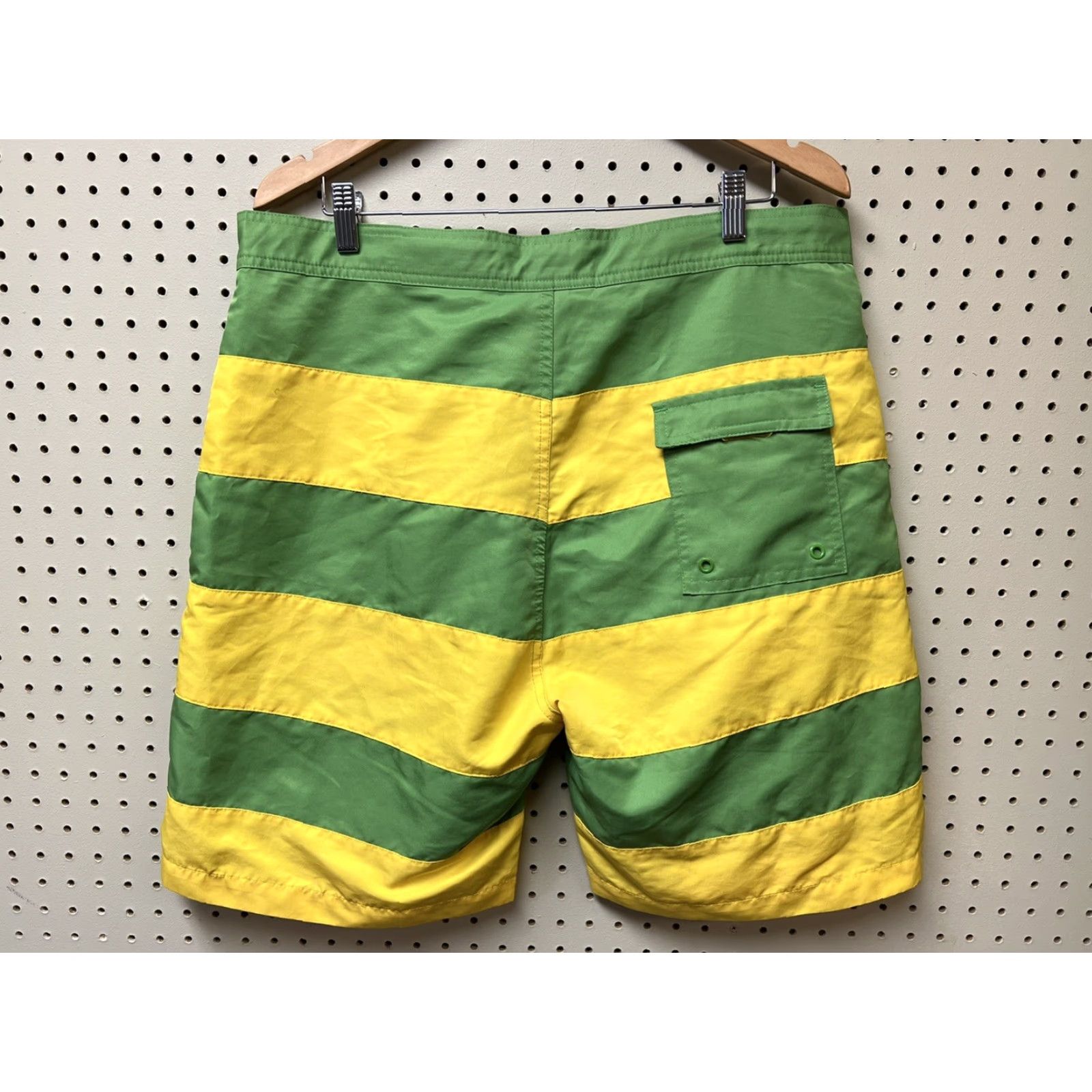 The Hundreds The Hundreds Board Shorts Surf Striped Green Yellow 37 Multicolor Men Regular Polyester Back Pocket Drawstring Surfing 90s? Size US 37 - 2 Thumbnail