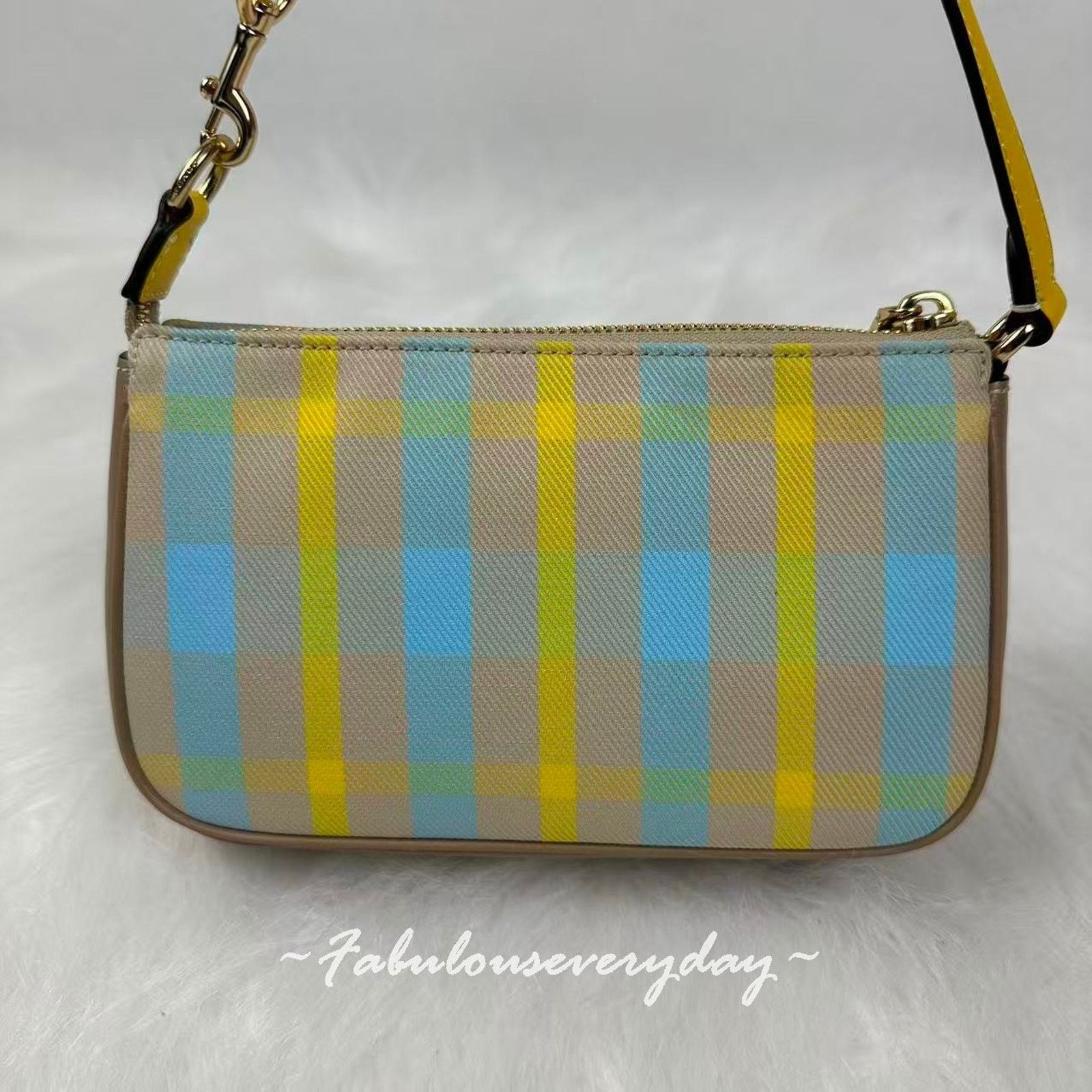 Coach Coach Nolita 19 Plaid Print Shoulder Wristlet Bright Maize Size ONE SIZE - 4 Thumbnail