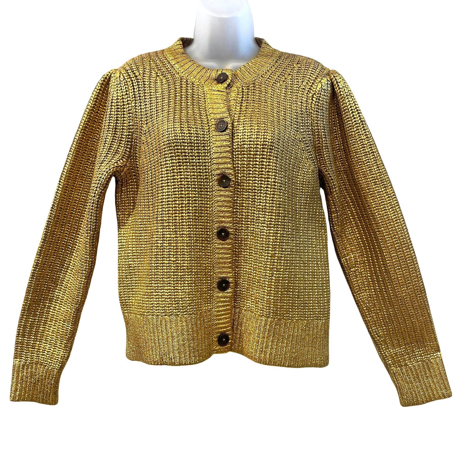 Boden Boden Hand Printed Gold Rib Knit Cardigan Size US 6 NWT Size M / US 6-8 / IT 42-44 - 1 Thumbnail