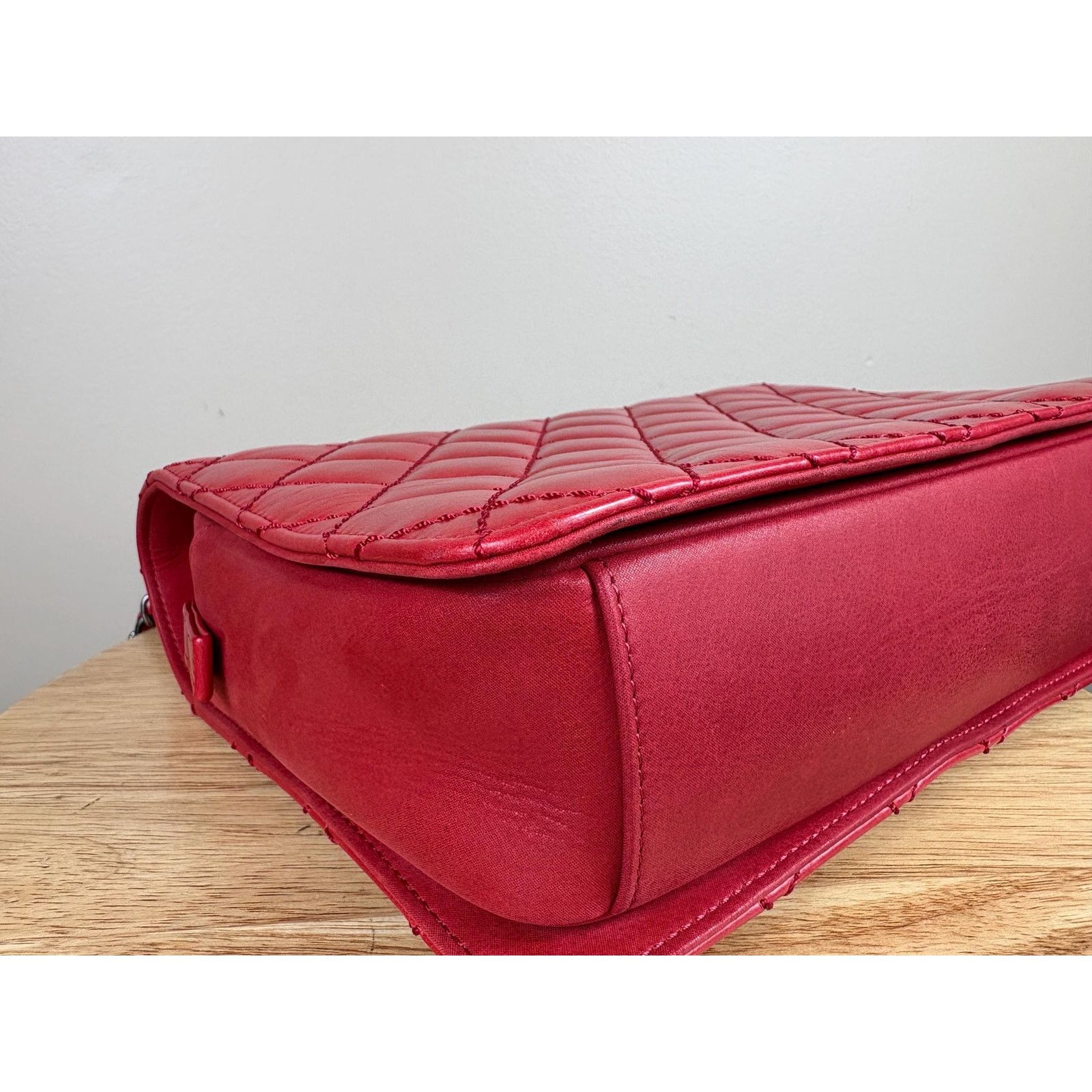 Chanel Authentic Chanel Matelasse Red Calfskin Cocomark Shoulder Size ONE SIZE - 7 Thumbnail