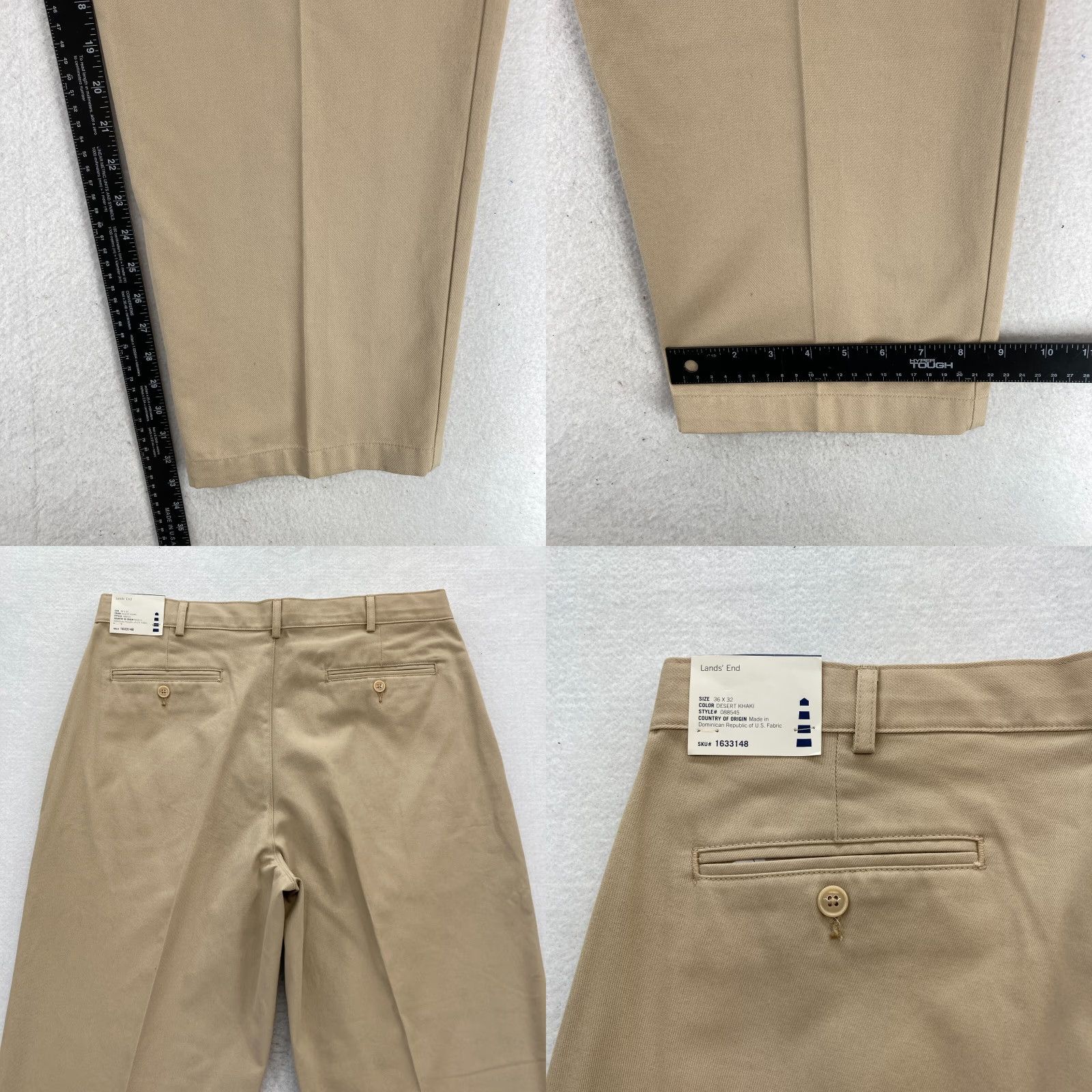 Lands' End Lands' End Khaki Pants Mens 36x33 Beige Flat Front Tapered Leg Mid Rise Casual Pants Mens Size US 36 / EU 52 - 8 Thumbnail