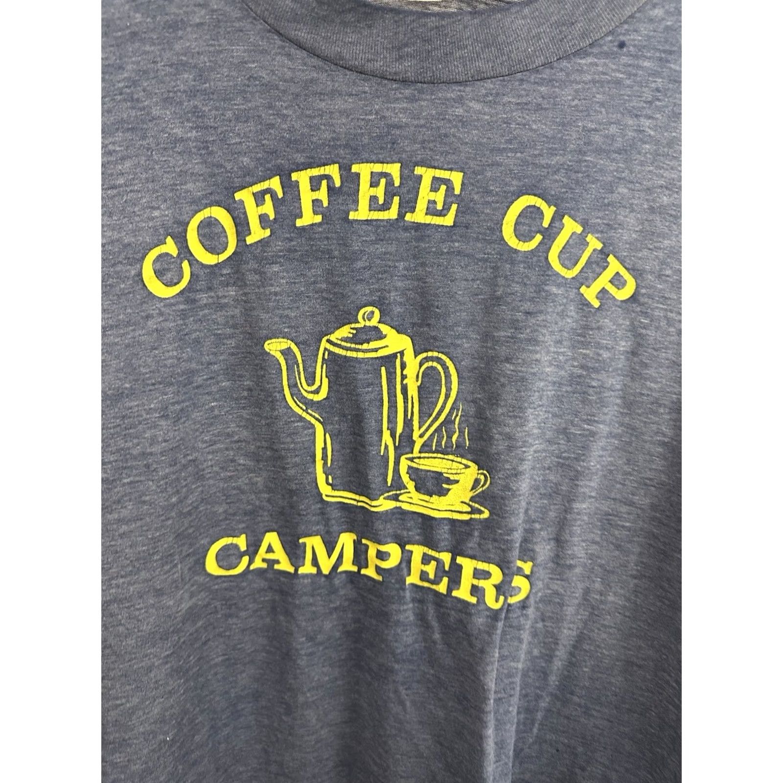 Hanes VTG 80s Coffee Cup Campers Hike Caffeine Paper Thin Burnout Worn T-Shirt XL Hanes Brown Mens T-Shirt Burnout 80s Camping Hiking Size US XL / EU 56 / 4 - 3 Thumbnail