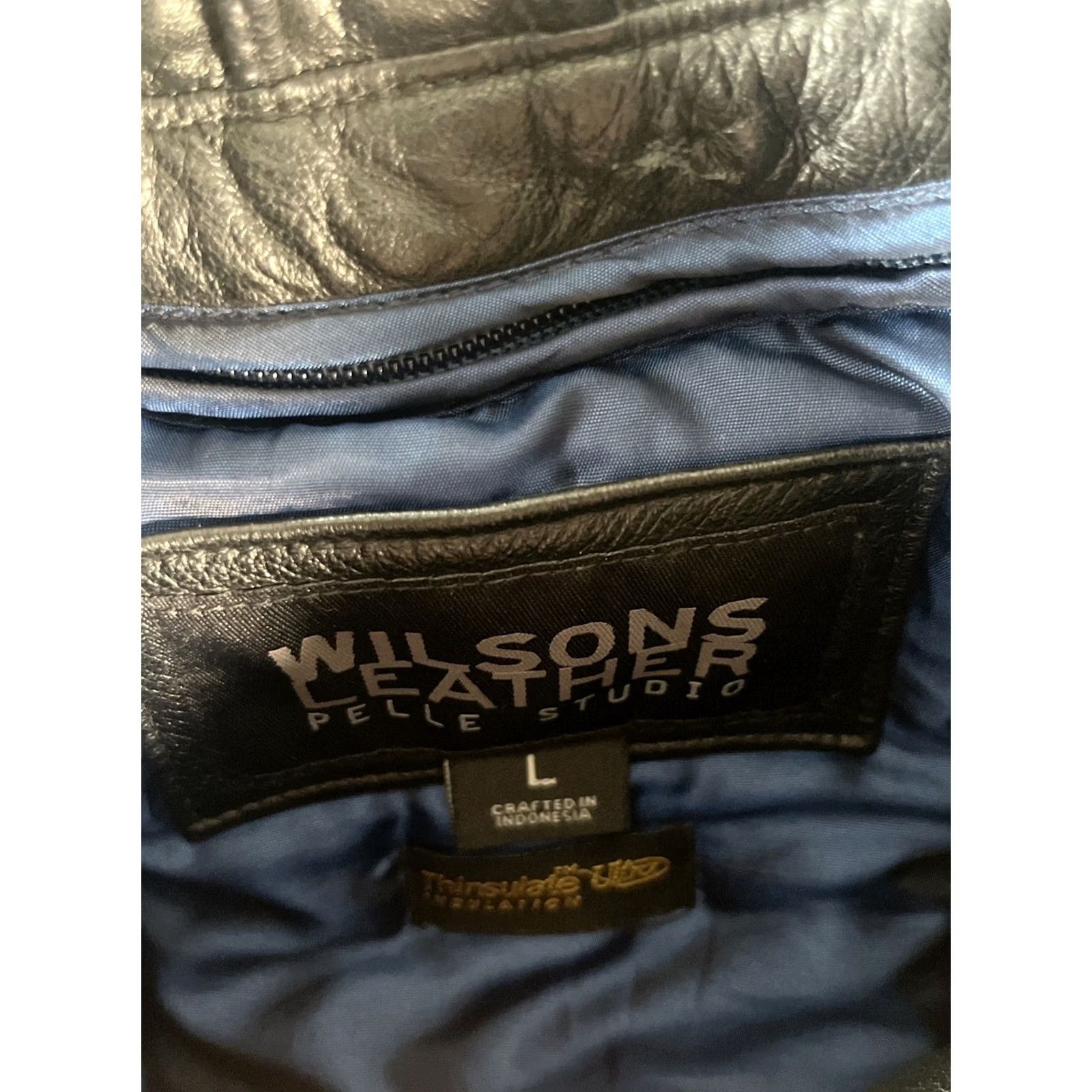 Wilson VINTAGE Wilson’s Leather Jacket Womens L Large Black Thinsulate Full Zip Lined Womens Jacket Size L / US 10 / IT 46 - 4 Thumbnail