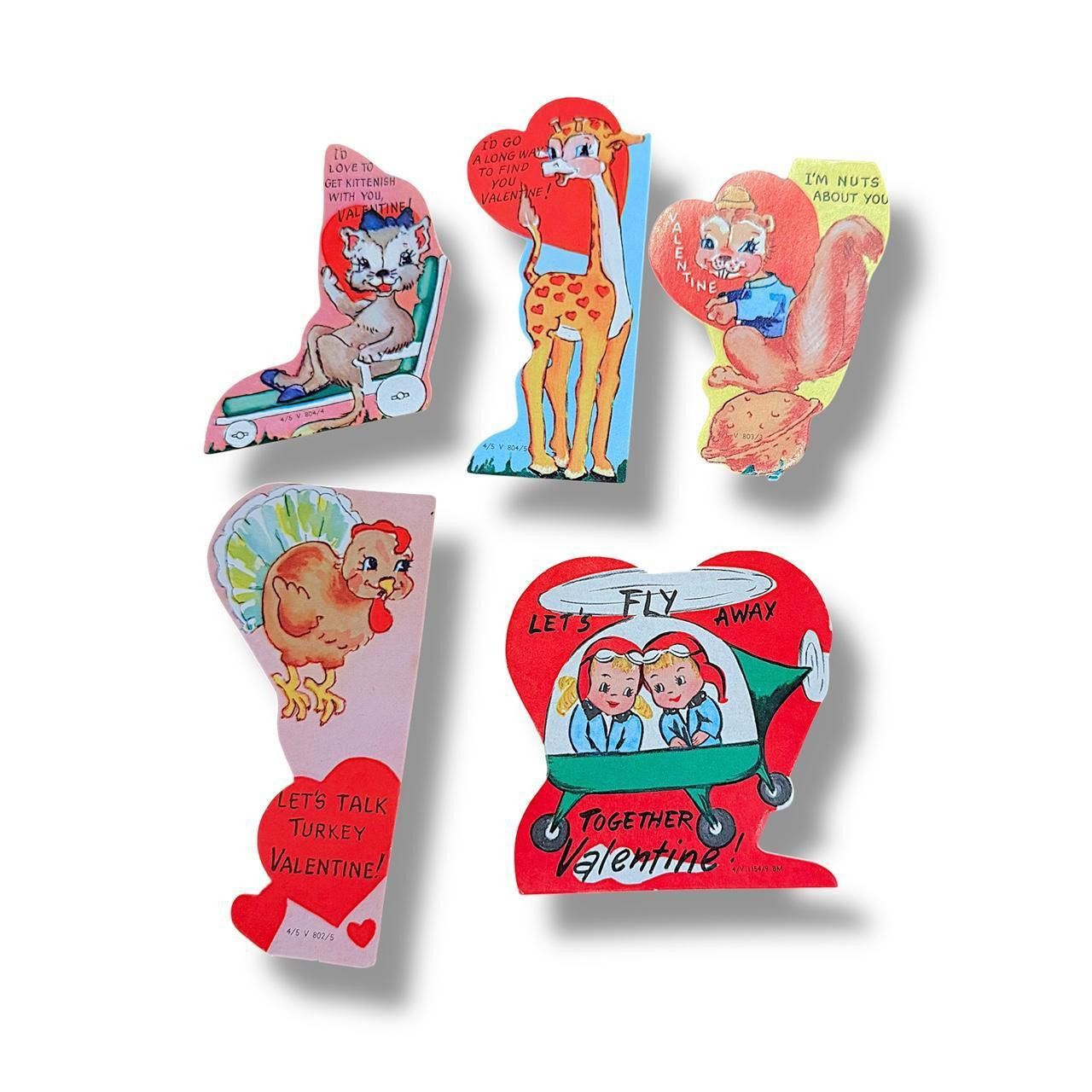 Designer Set of 5 Vintage Valentine Cards Size ONE SIZE - 1 Thumbnail