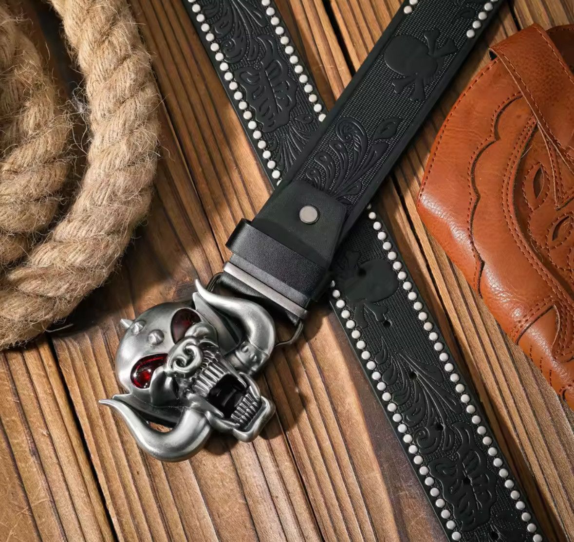 Other Trendy Gothic Punk Costume Bull Skulls Buckle Belt Size 42 - 2 Thumbnail