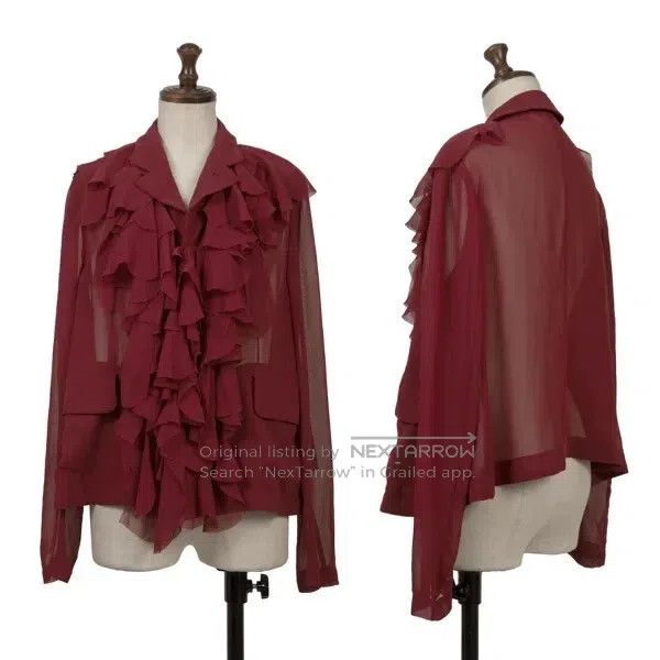 Comme des Garcons Comme Des Garcons Red vintage segmented design sheer top Size S / US 4 / IT 40 - 1 Thumbnail