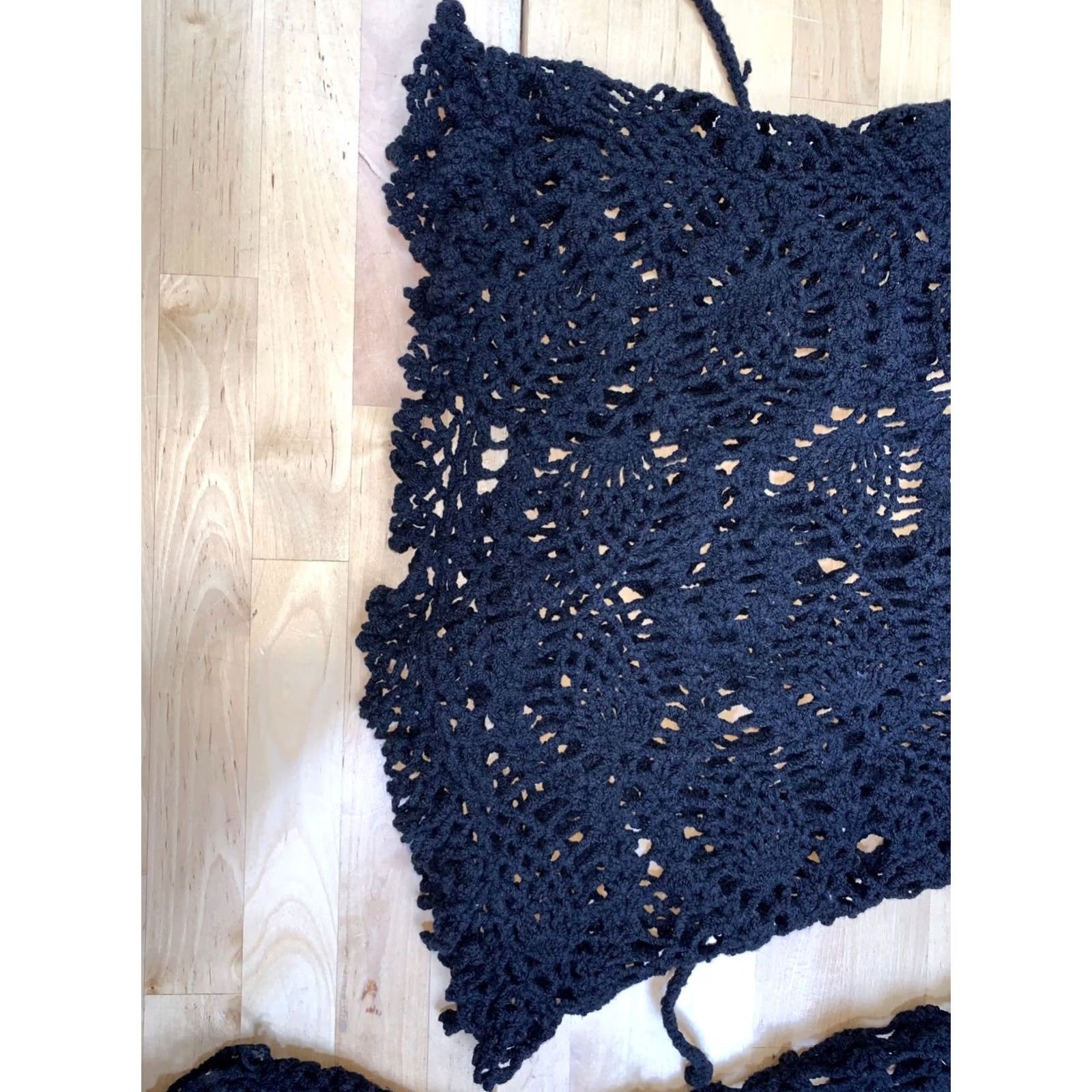 Vintage Black crochet Cardigan Top Women S/M Open Knit Boho Festival Lacey Size S / US 4 / IT 40 - 8 Thumbnail