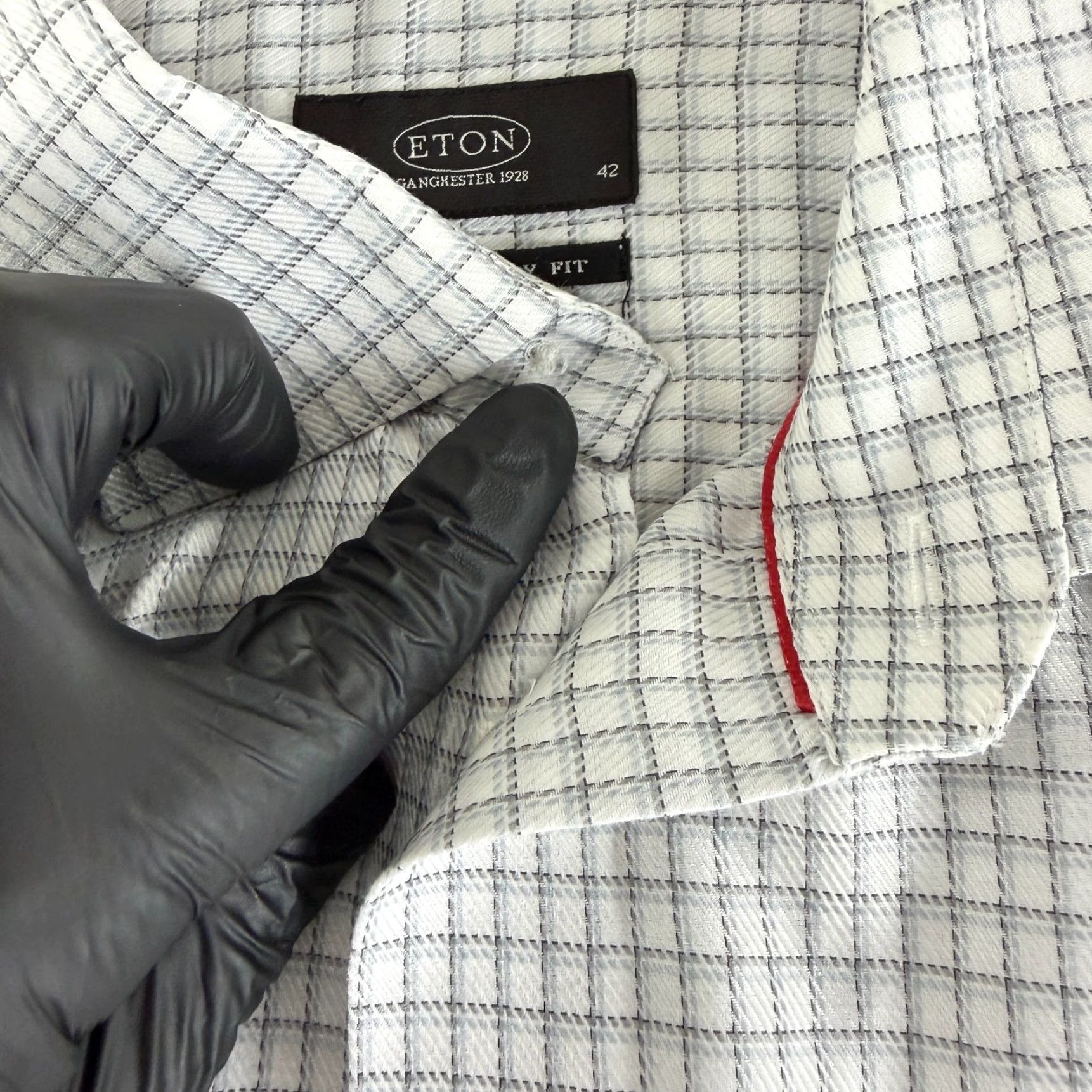 Eton Eton Button-Up Shirt Mens Large White Check Print Contemporary Fit Long Sleeve Size US L / EU 52-54 / 3 - 3 Thumbnail