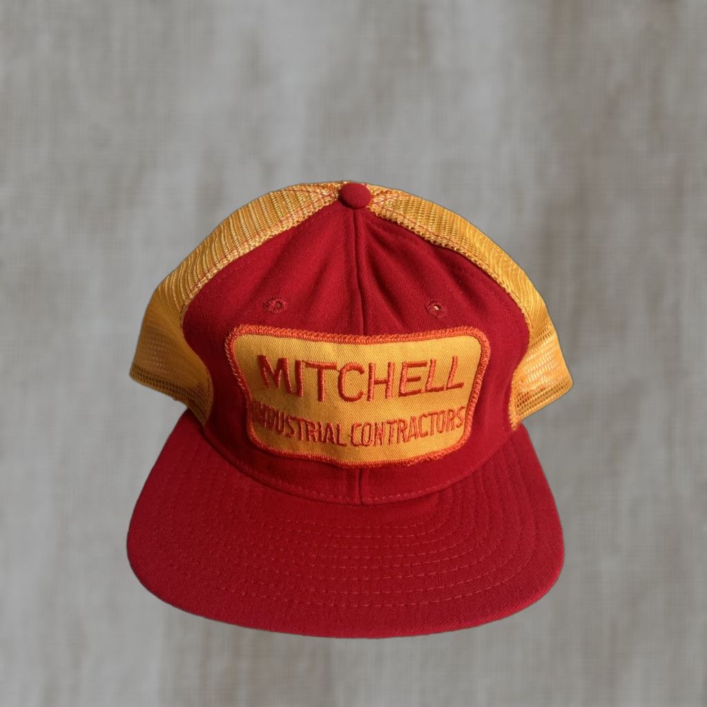 New Era VINTAGE New Era Trucker Hat Men One Size Red Industrial Contractors Snap Back Size ONE SIZE - 1 Thumbnail