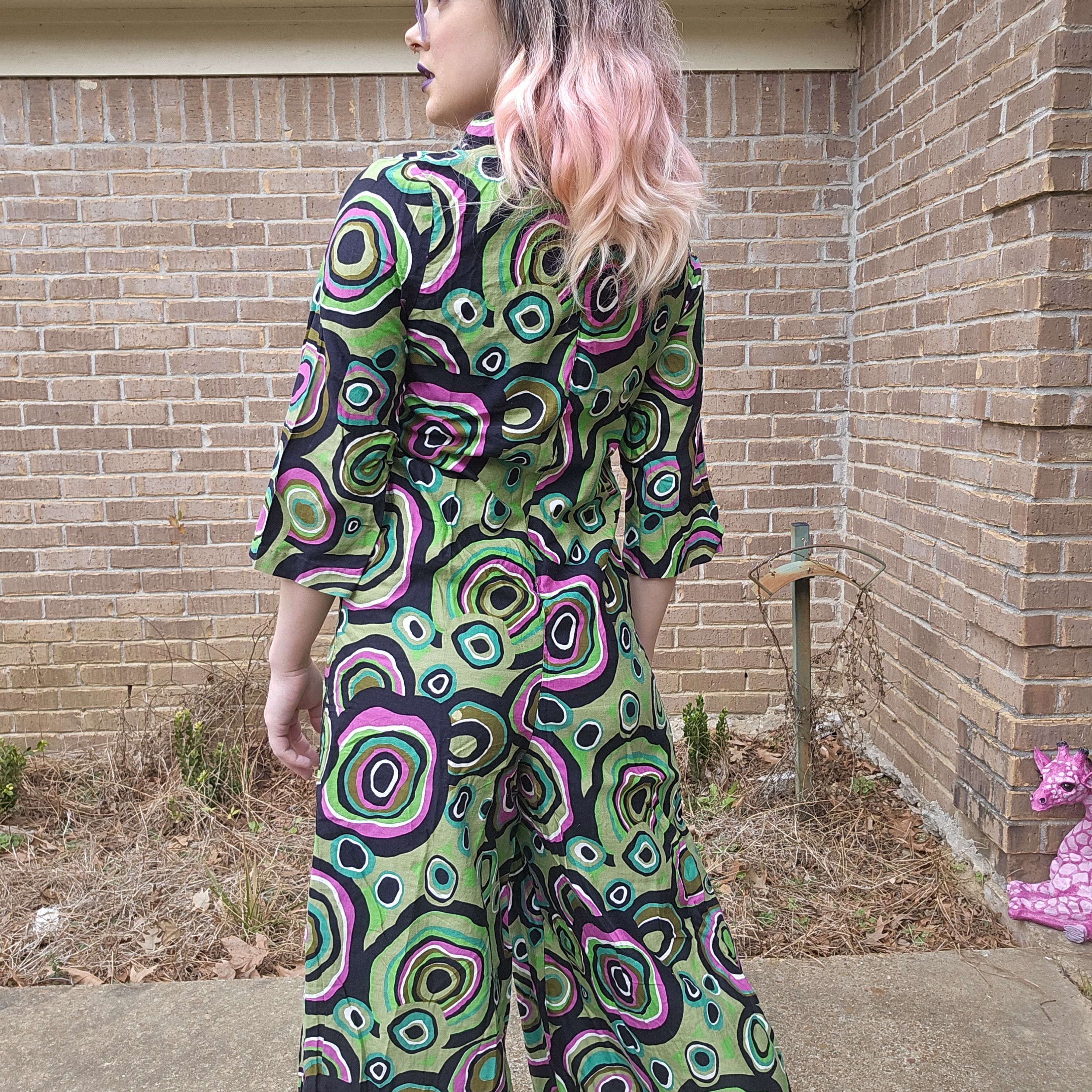 Other 60's Vintage Psychedelic Print Lounge Craft Jumpsuit Size 28" / US 6 / IT 42 - 5 Thumbnail