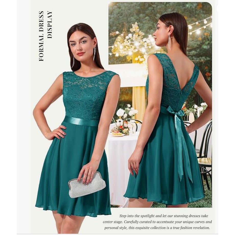 The Unbranded Brand Women's 2XL Bell Sleeve Cocktail Modest Dress GREEN Size XXL / US 16-18 / IT 52-54 - 2 Thumbnail