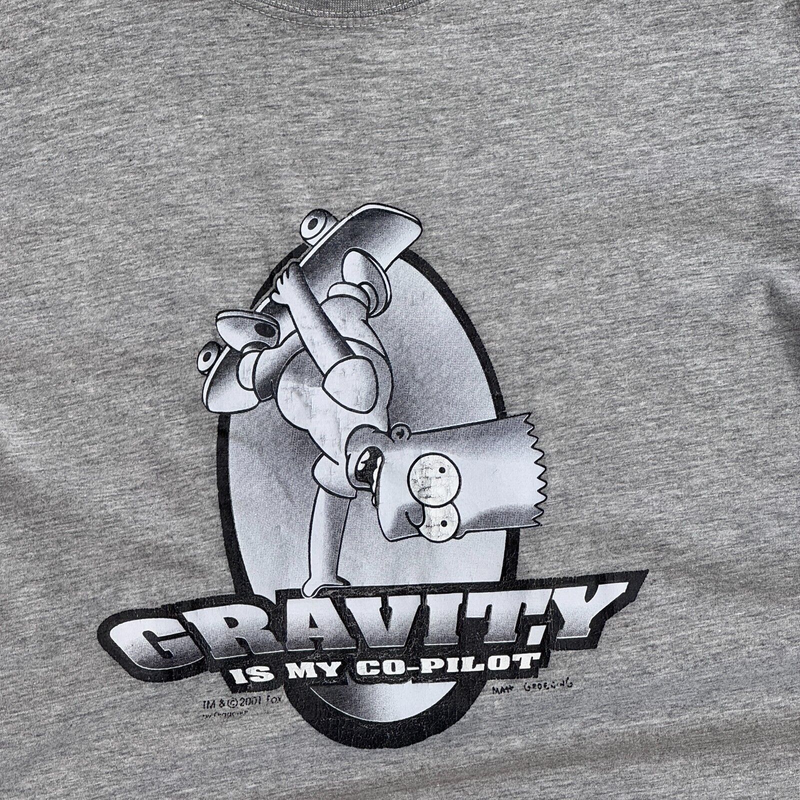 Vintage Vintage Gray Cotton T-Shirt Size M Bart Gravity Skate Y2K Size US M / EU 48-50 / 2 - 4 Thumbnail