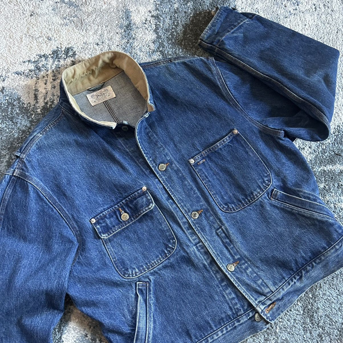 Polo Ralph Lauren 90s HEAVYWEiGHT CROPPED DARTED iNDiGO DENiM TRUCKER JACKET Size US M / EU 48-50 / 2 - 9 Thumbnail
