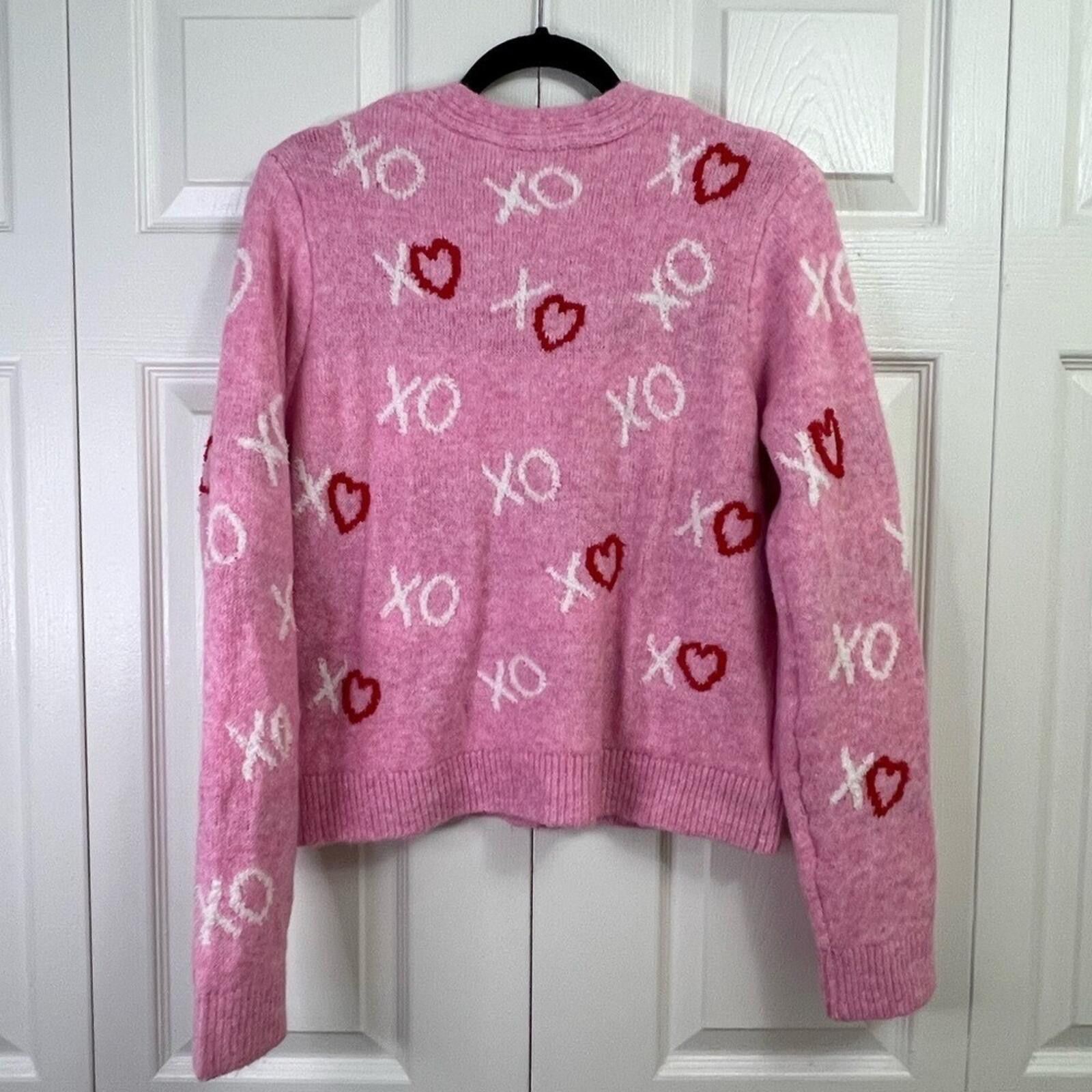 Other Cupcakes‎ and Cashmere M Pink XO Heart Knit Cardigan Sweater Size M / US 6-8 / IT 42-44 - 5 Thumbnail