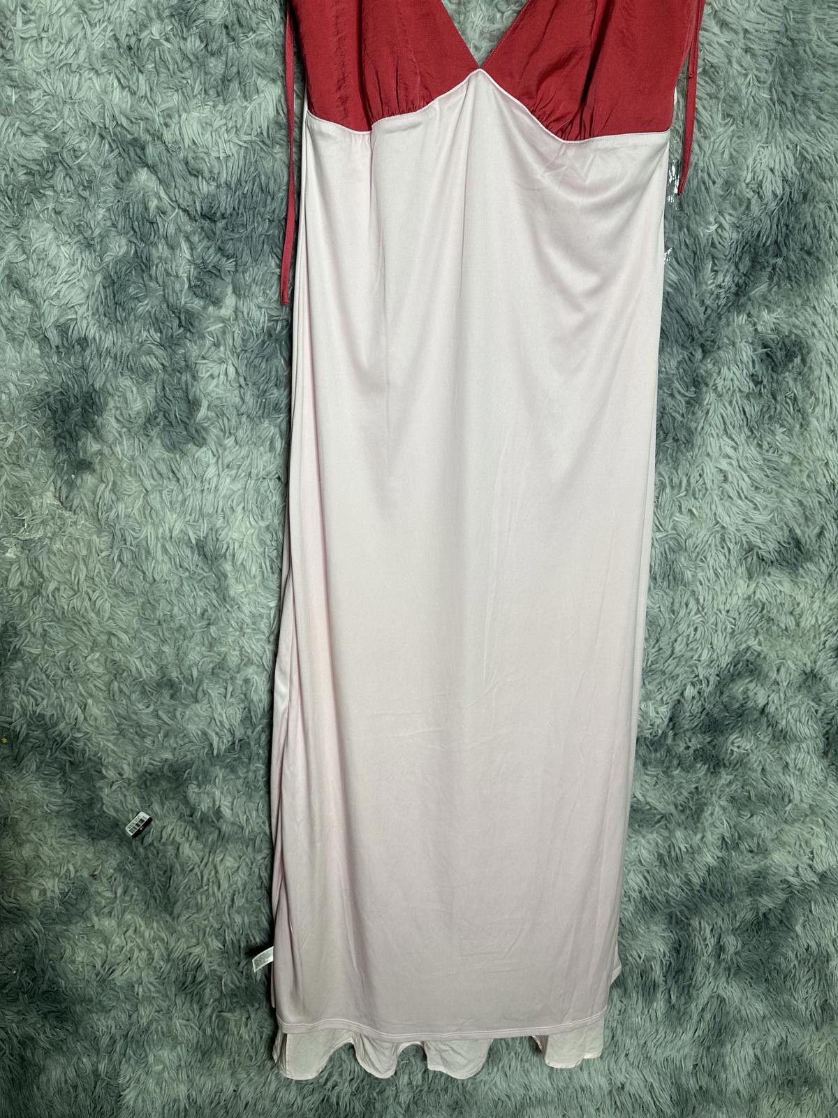 Unknown London Two-Tone Satin Slip Dress with Tie Straps Size ONE SIZE - 3 Thumbnail