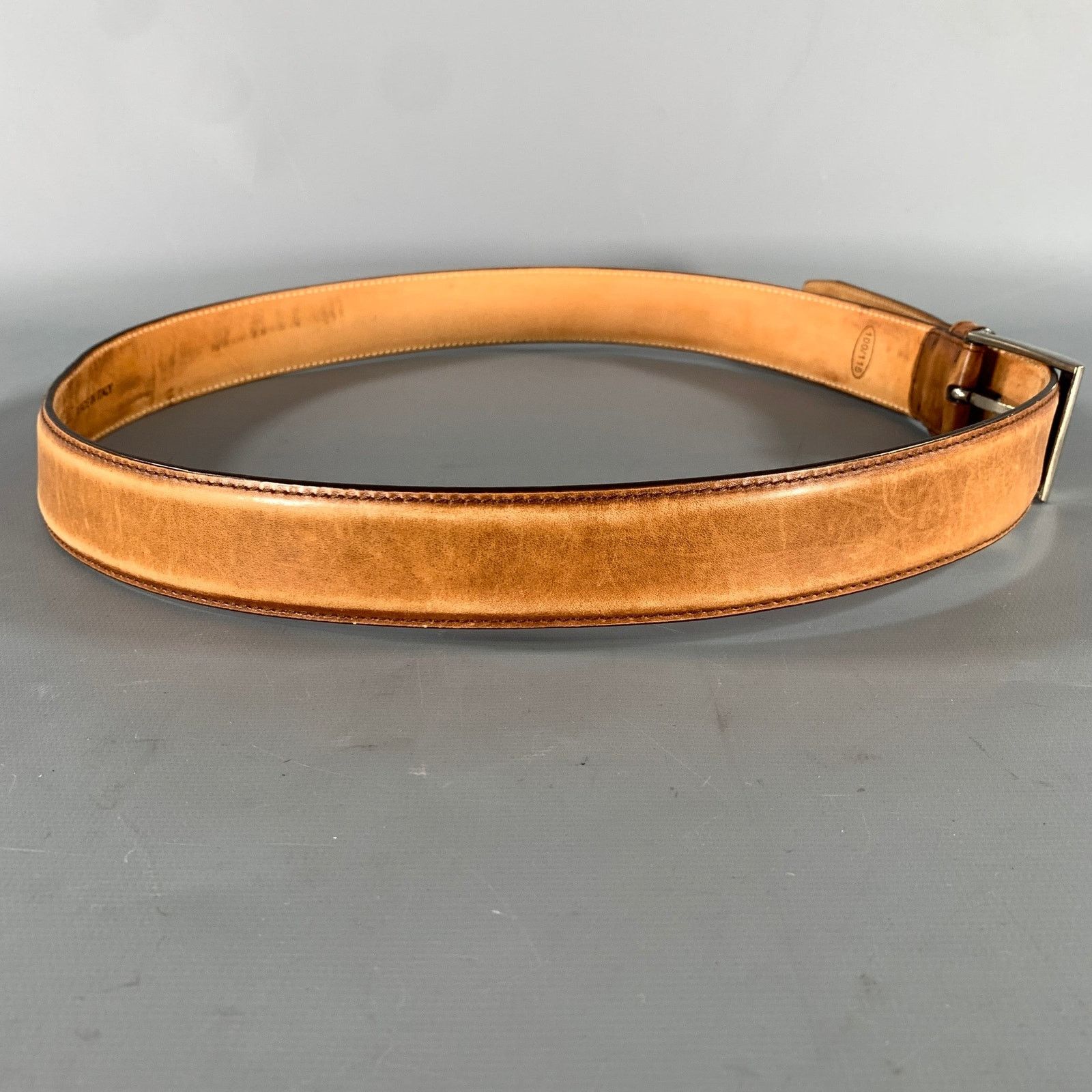 Sutor Mantellassi SUTOR MANTELLASSI Size 38 Camel Distressed Leather Belt Size 38 - 2 Thumbnail