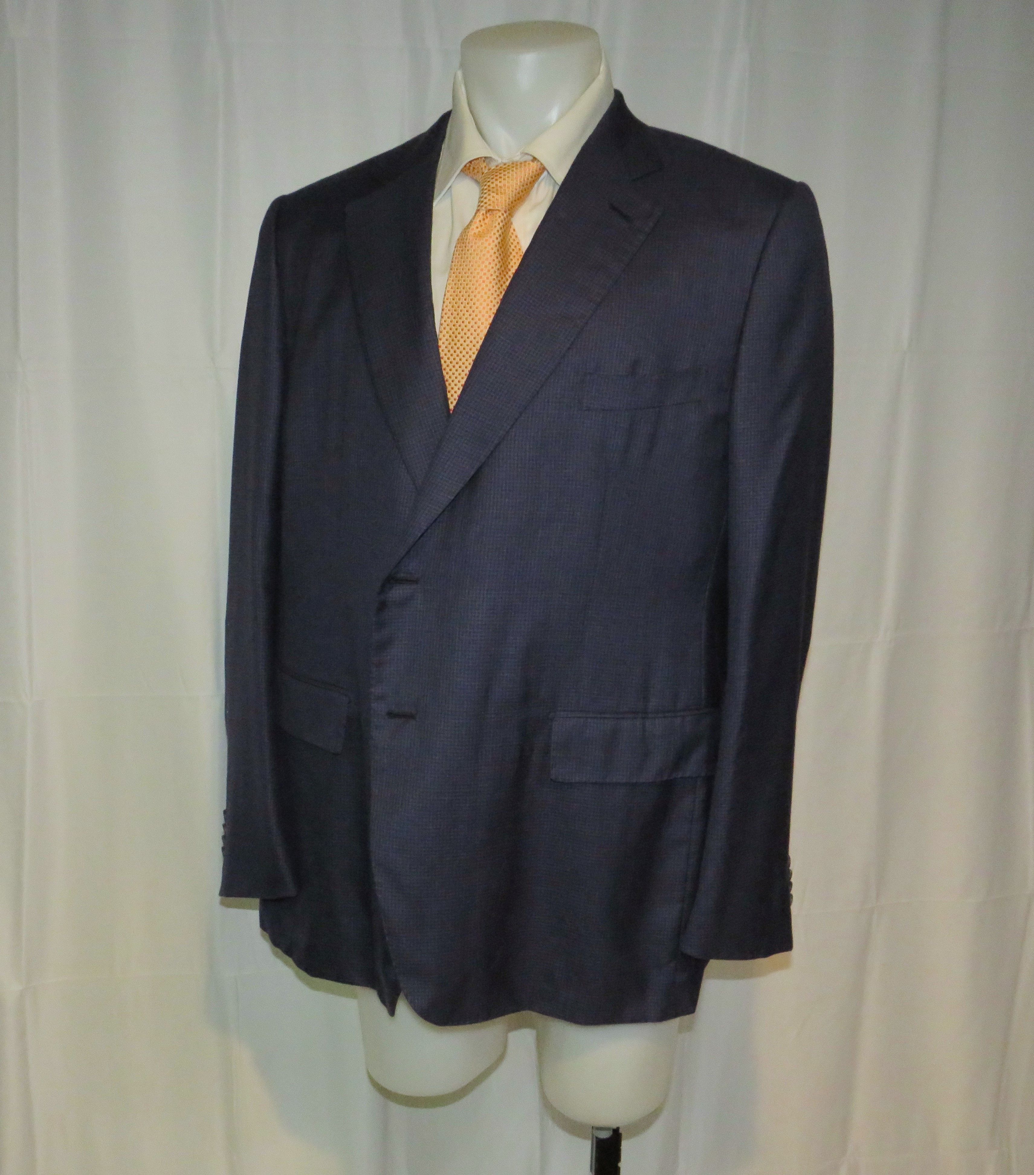 Ermenegildo Zegna Su Misura Couture Cashmere Blend Blue Check Sport Coat 50R Size 50R - 6 Thumbnail