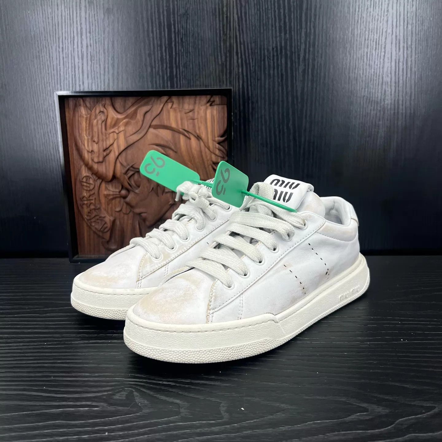 Miu Miu MIU MIU white distressed 39 original box like new Size US 8.5 / IT 38.5 - 1 Thumbnail