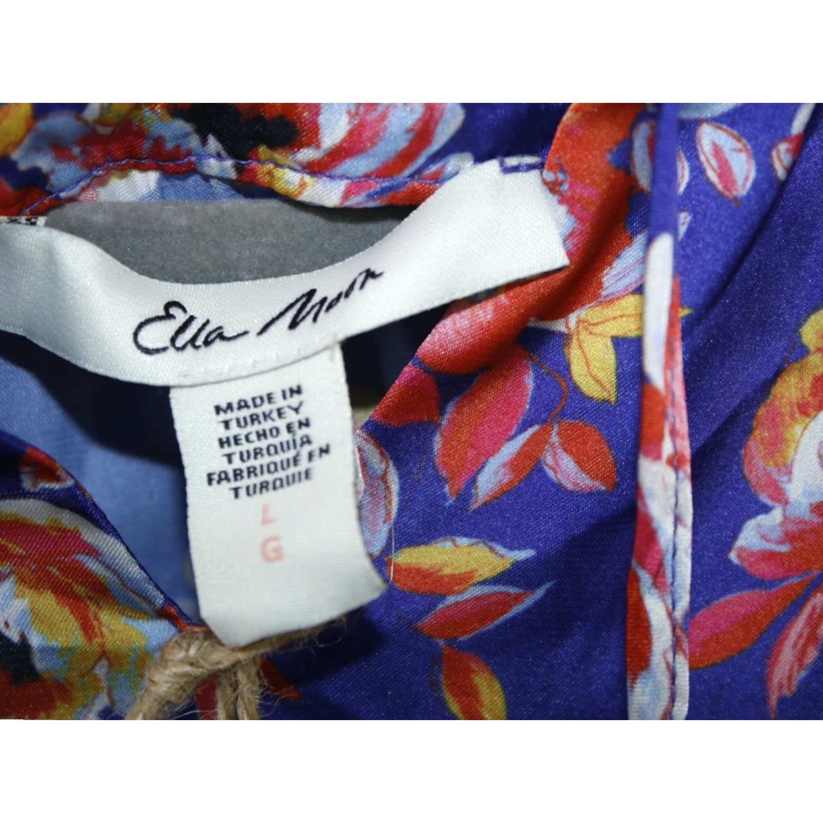 Vintage Ella Moon Blue Midi Dress Womens Floral Tie Neck Peplum Hem A-Line Flutter Sleeve Size L NWT Size L / US 10 / IT 46 - 7 Thumbnail
