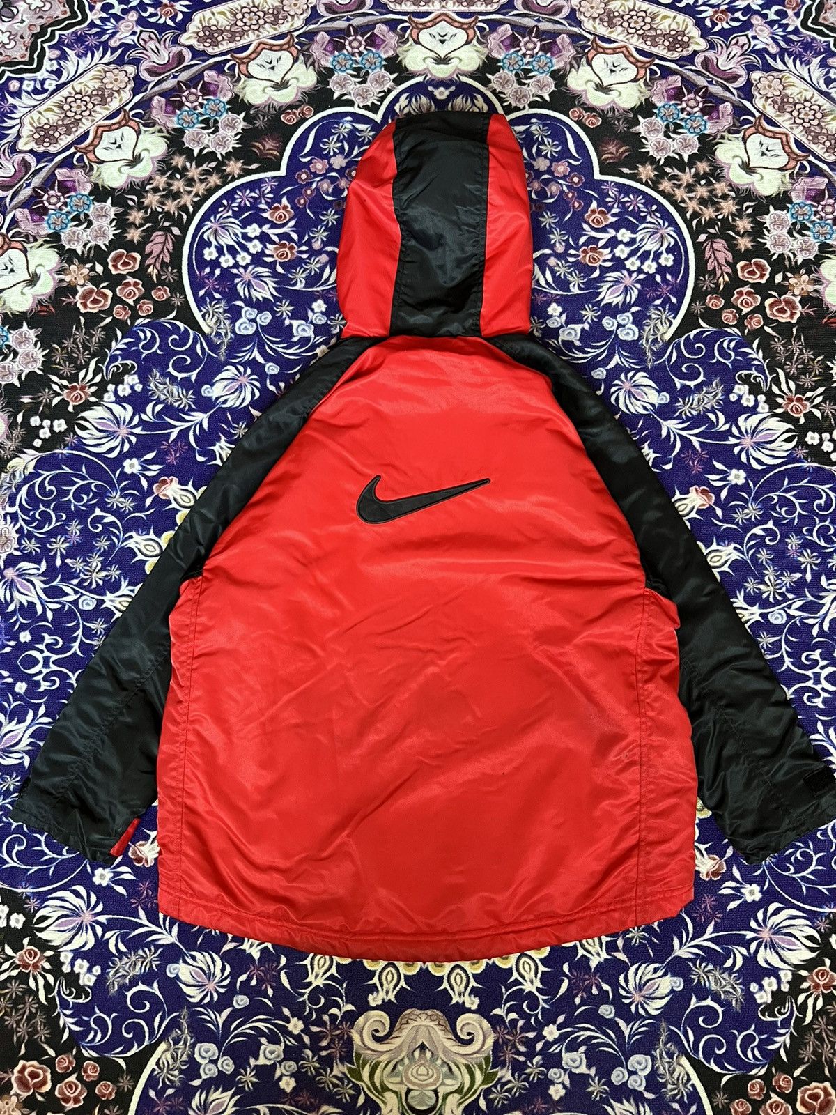 Nike 90s Vintage Nike Center Swoosh Hooded Jacket Y2K Drill Size US M / EU 48-50 / 2 - 1 Thumbnail