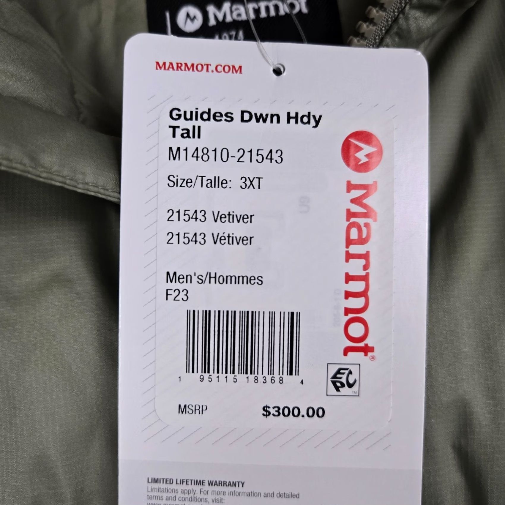 Marmot MARMOT 700 Down Full Zip Hooded Jacket Green 3XT 3XL Tall Mens Winter Coat Winter Gear Size US XXL / EU 58 / 5 - 5 Thumbnail