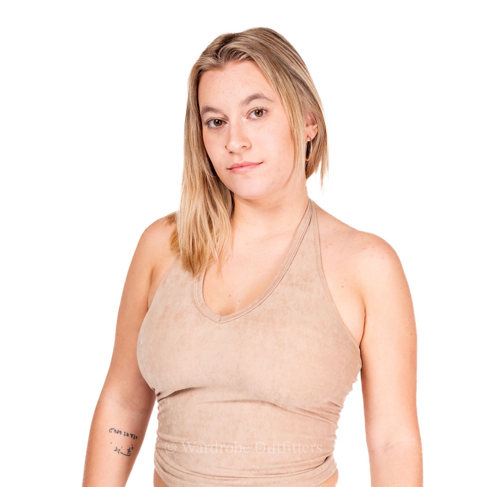 Vintage Vintage 90s Tan Backless Halter Top Size M / US 6-8 / IT 42-44 - 6 Thumbnail