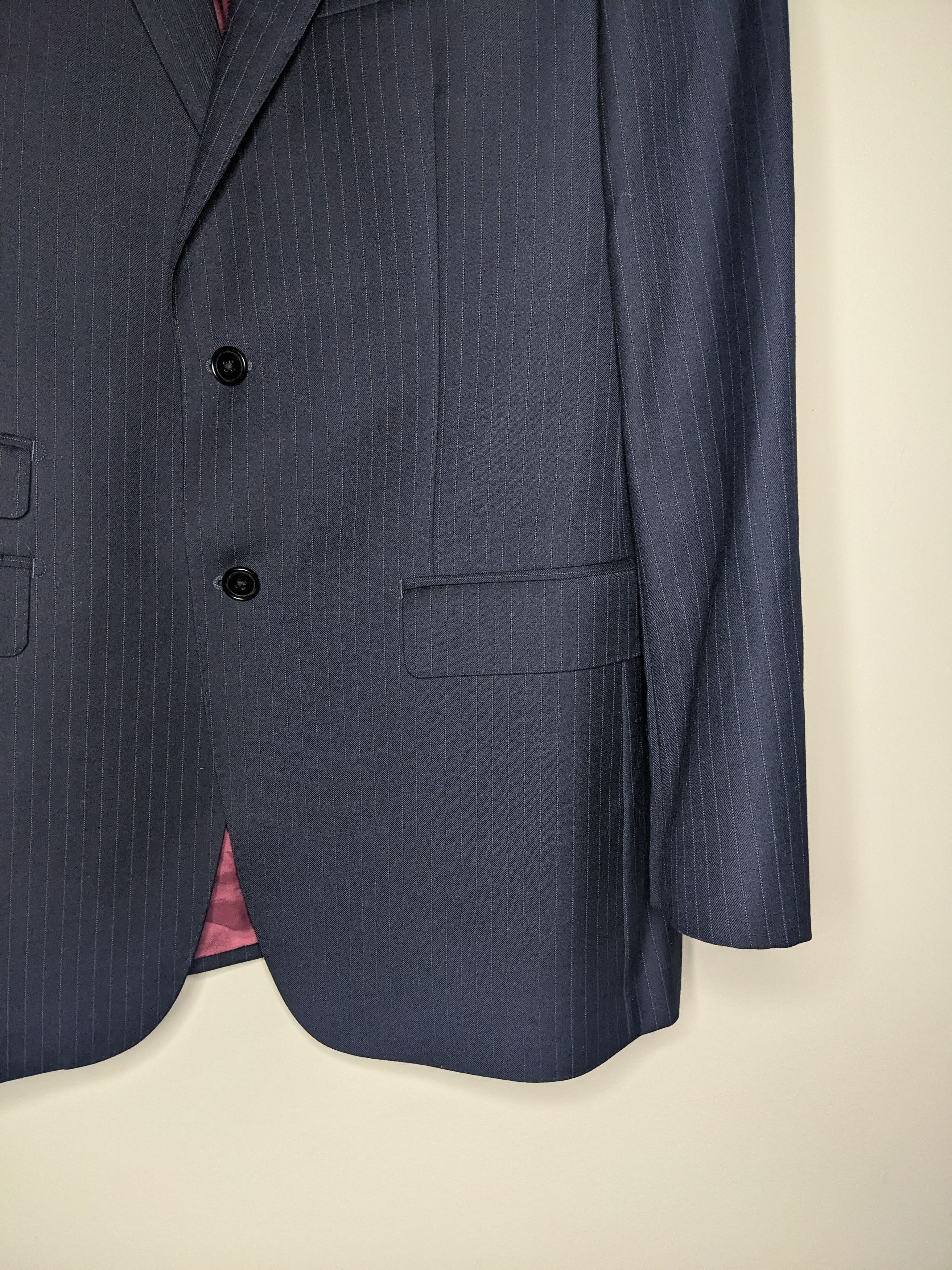 Spier & Mackay Spier MacKay Pinstripe Blazer 42R Navy Blue Wool Slim Coat Size 42R - 3 Thumbnail