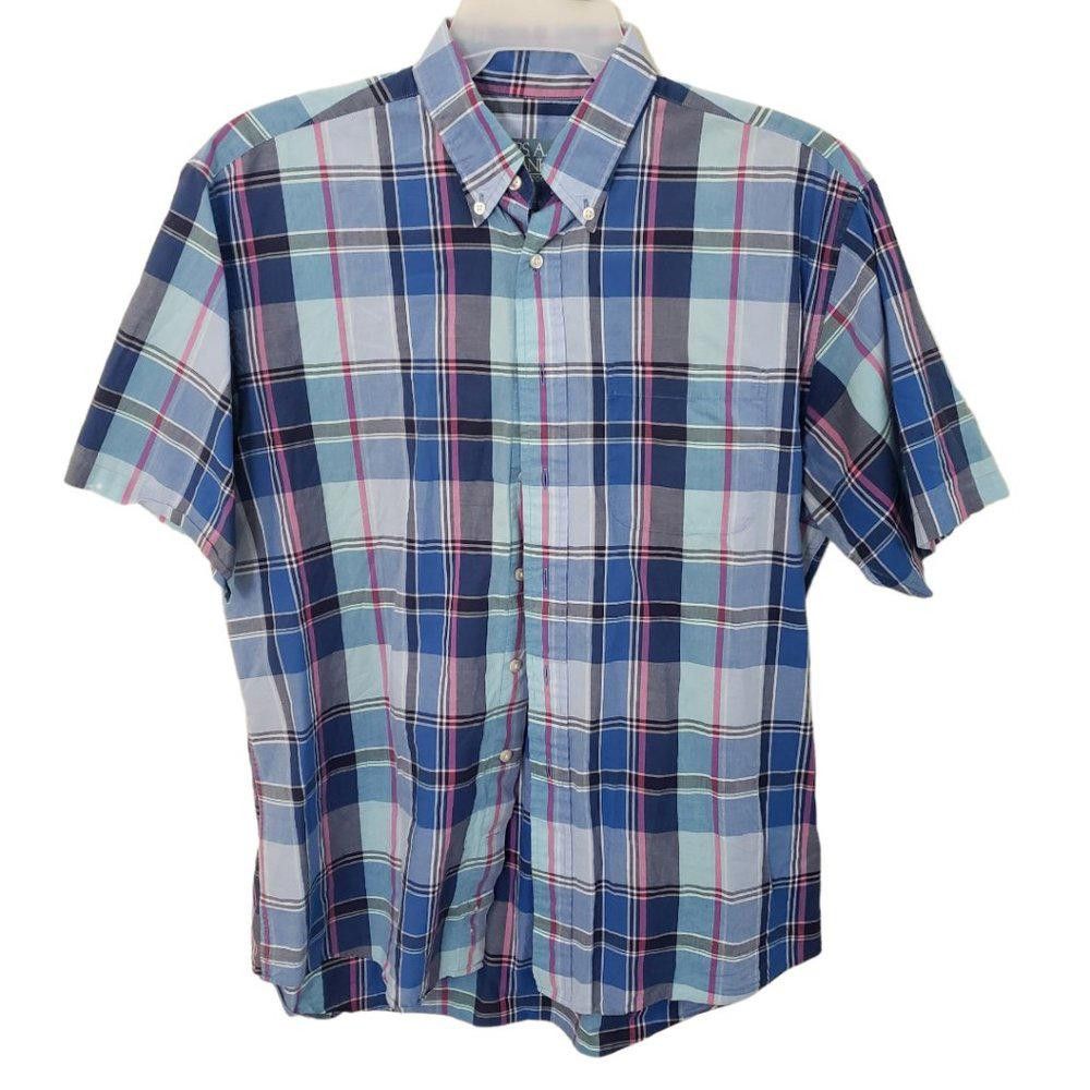 Jos. A. Bank CT449 Jos A Bank Men's Blue Short Sleeve Casual Shirt L Size US L / EU 52-54 / 3 - 1 Thumbnail