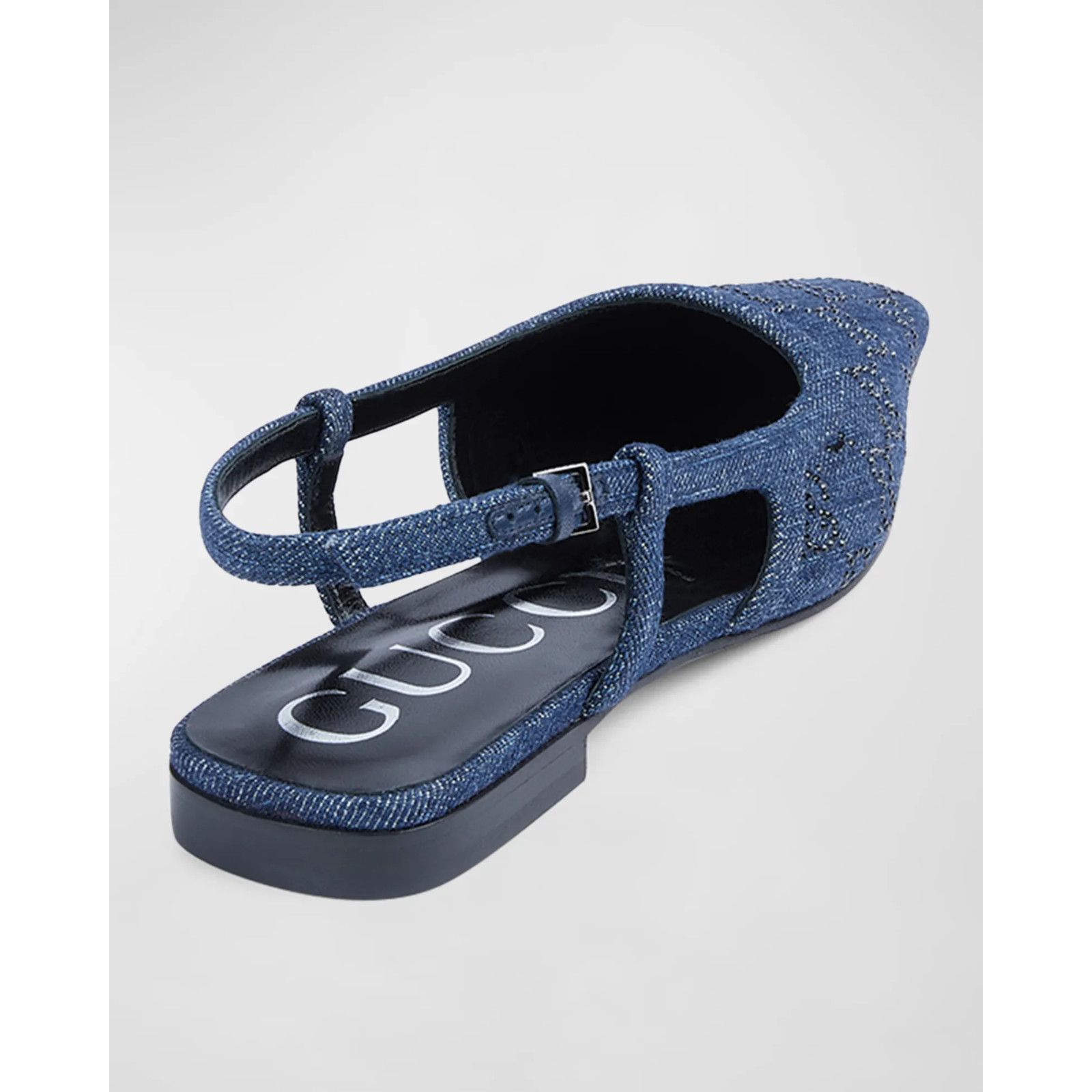 Gucci Gucci Demi Denim Blue Black Crystal Slingback Ballerina Size US 6 / IT 36 - 13 Thumbnail