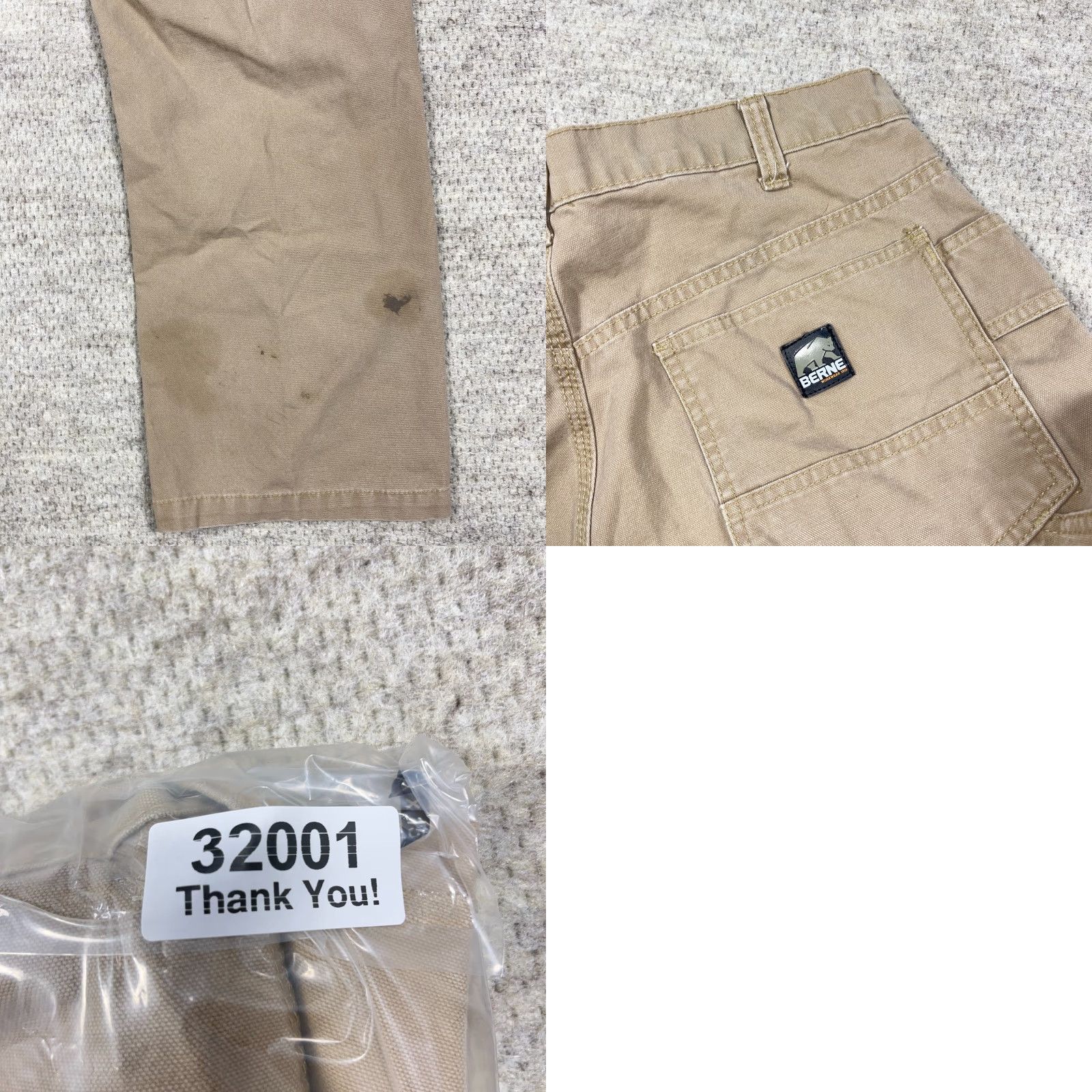 Vintage Berne Carpenter Pants Men 34x30 Tan Duck Canvas Workwear Distressed Grunge Worn Leather? Size US 34 / EU 50 - 10 Thumbnail