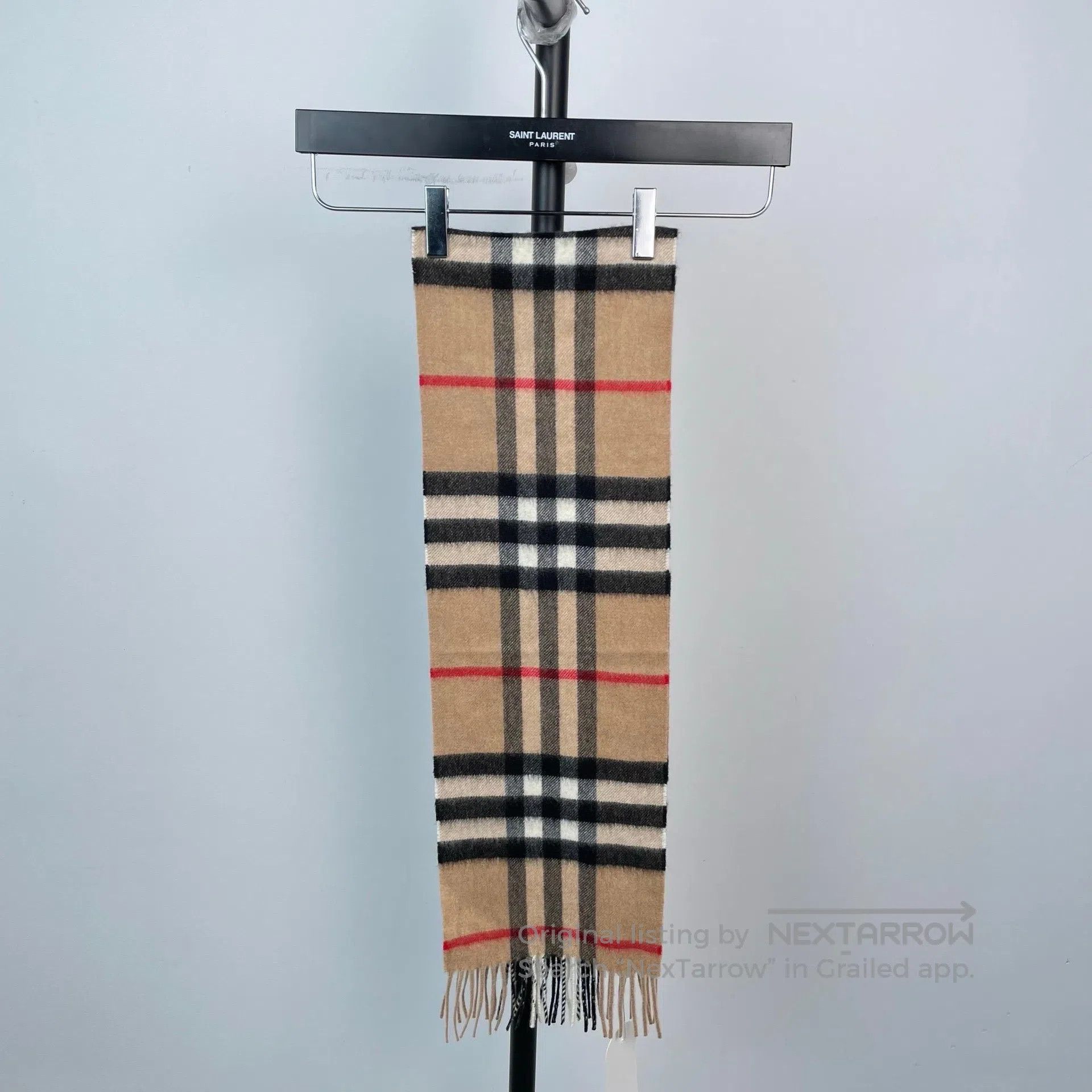 Burberry Burberry Brown Plaid Cashmere Fringe Scarf| Size ONE SIZE - 1 Thumbnail