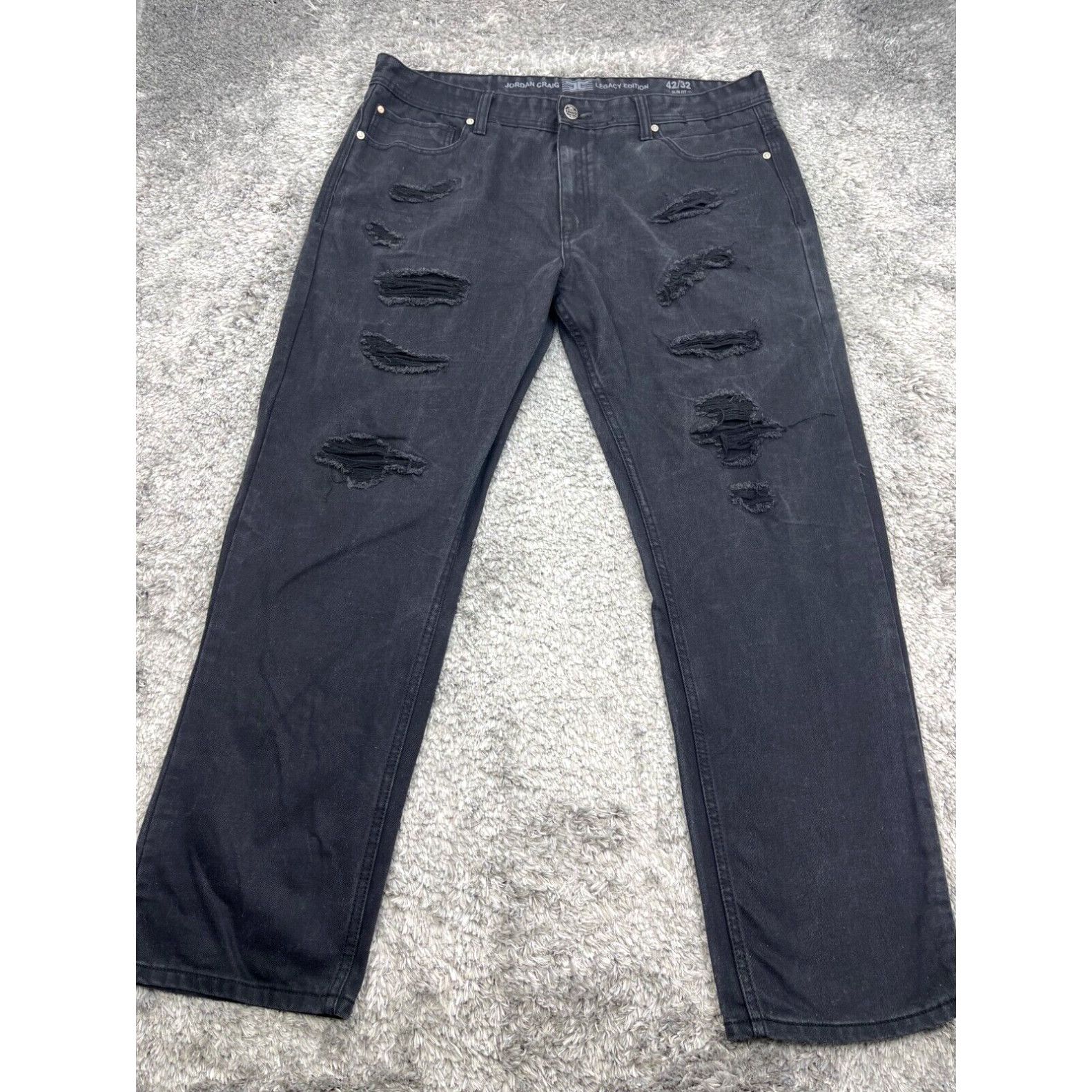 Jordan Brand Jordan Craig Jeans Men 42x32 Black Legacy Edition Distressed Hip Hop Rip Repair Grailed