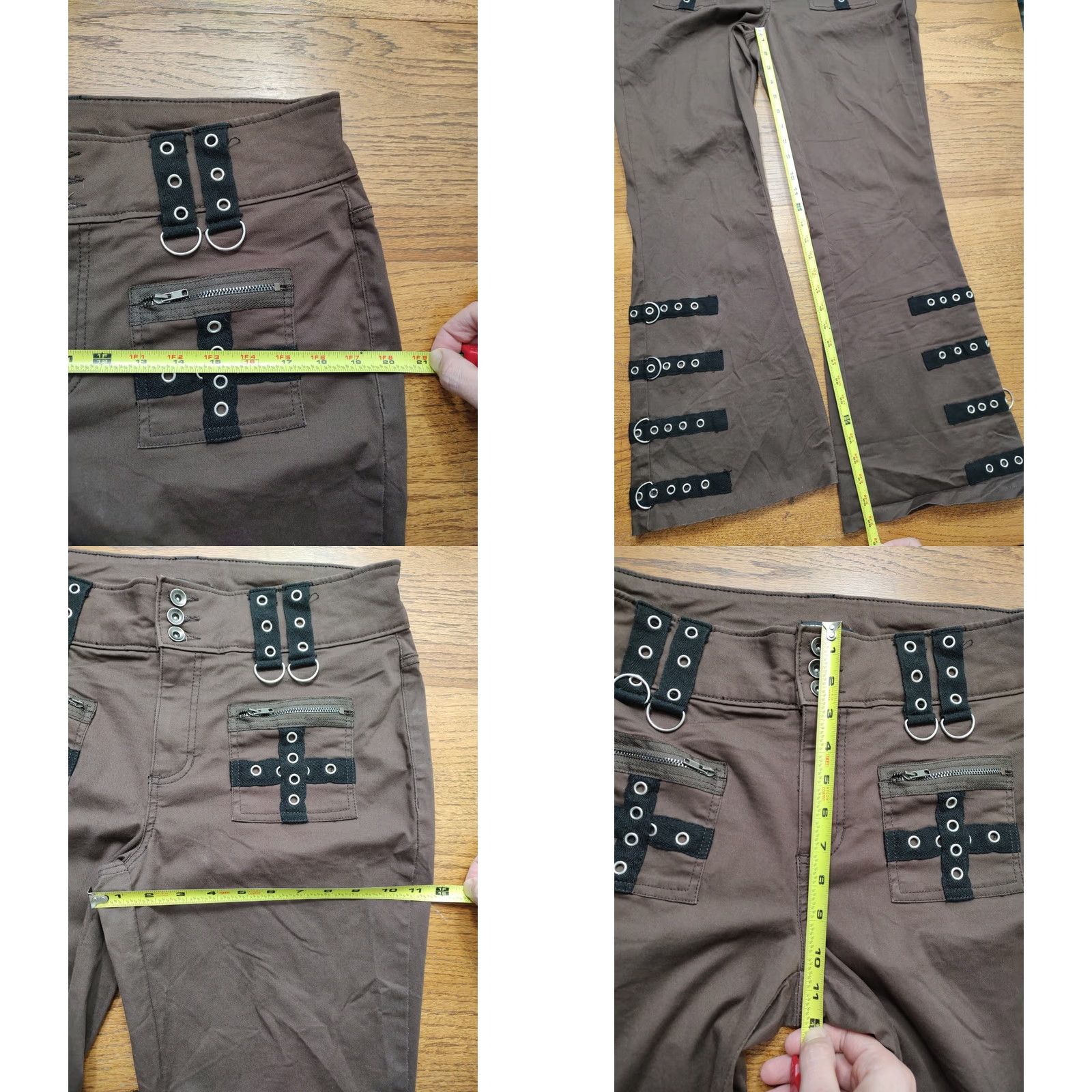 Hot Topic Hot Topic Pants Brown Black Grommet Strap Flared Womens 11 X 29 Inseam Gothic Punk Grunge Chino Jeans Pocketed Womenspants Size 32" / US 10 / IT 46 - 8 Thumbnail