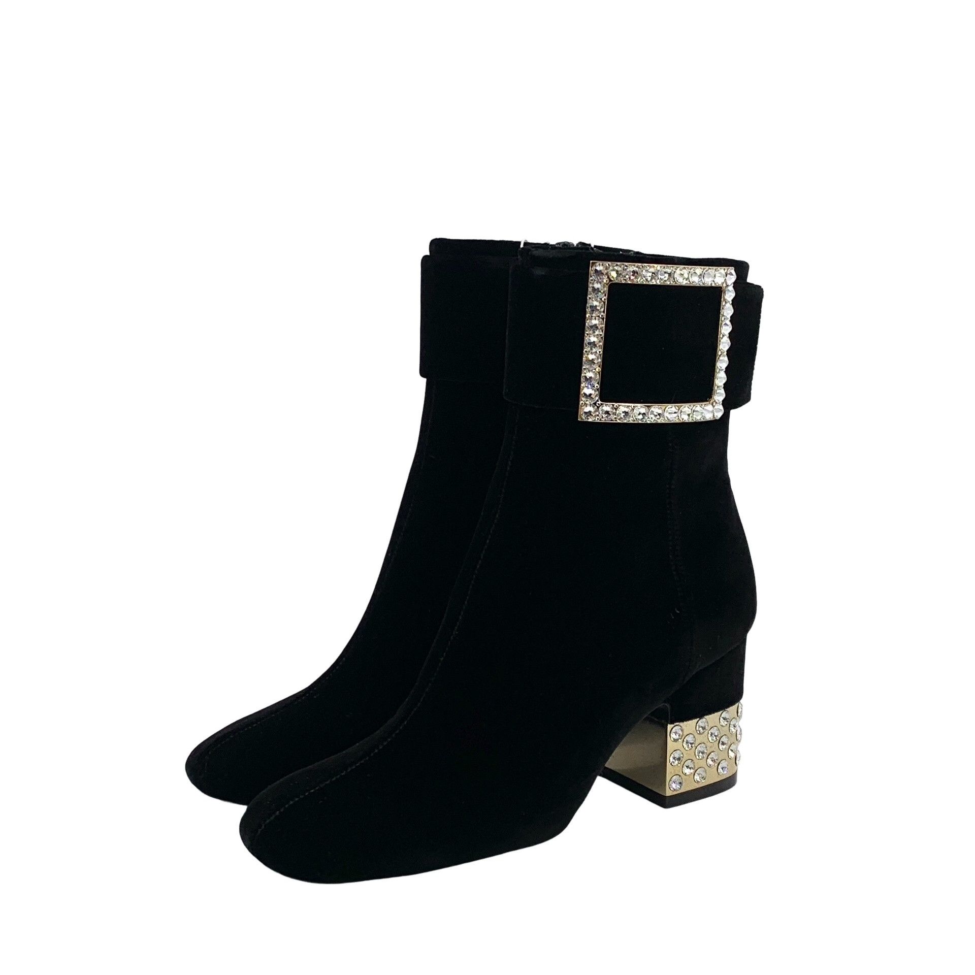Roger Vivier Roger Vivier Crystal Buckle Suede Boots 34 Size US 4 / IT 34 - 1 Thumbnail