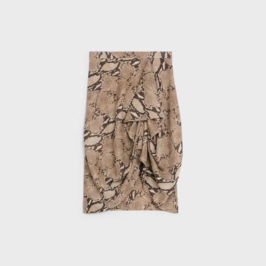 image of Celine O1W1Db10324 Draped Skirt In Beige/brown, Women's (Size 38)