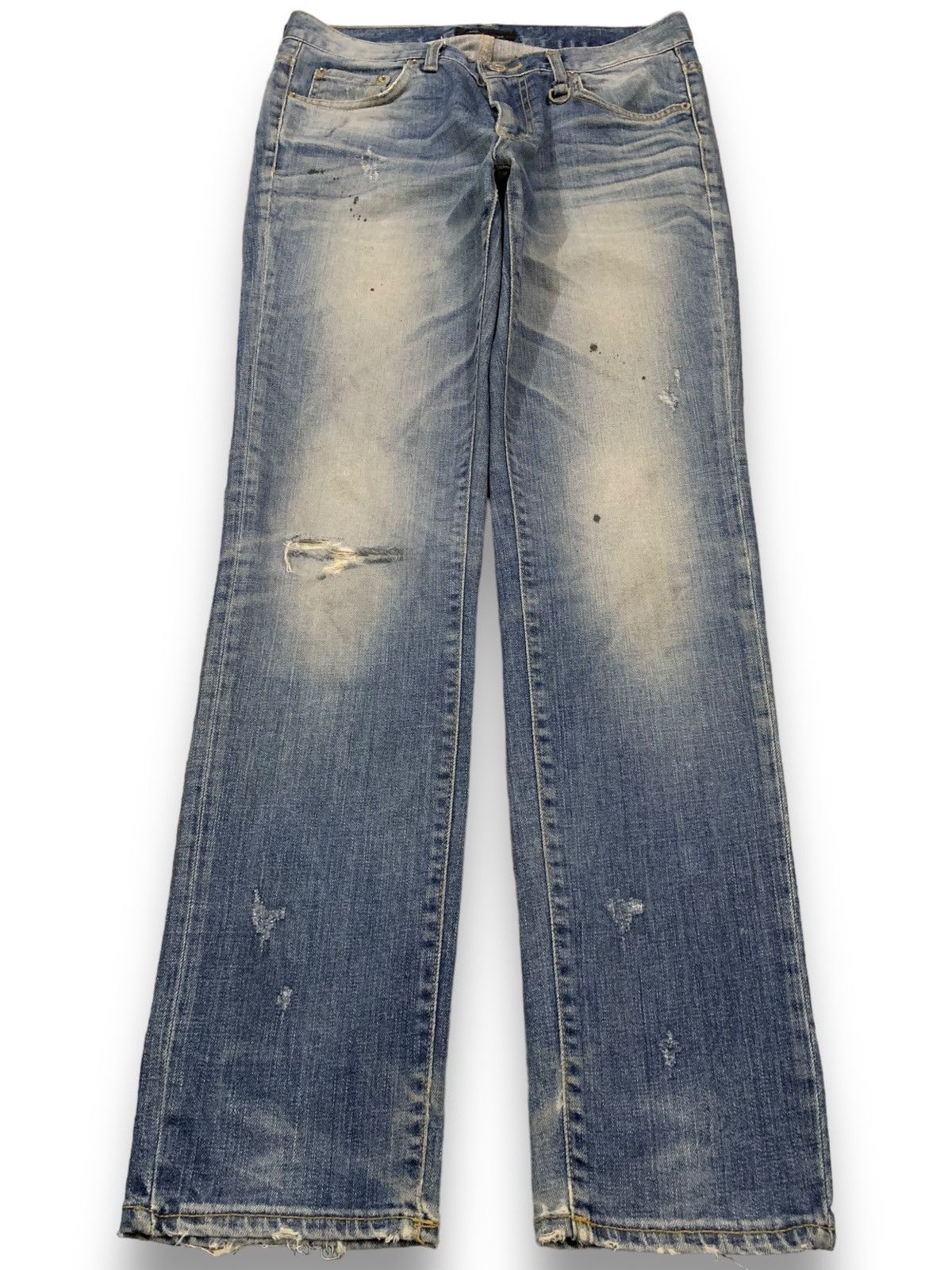 KMRii Vintage Japanese Brand Blue Washed Splatter Distressed Jeans Size US 32 / EU 48 - 1 Thumbnail