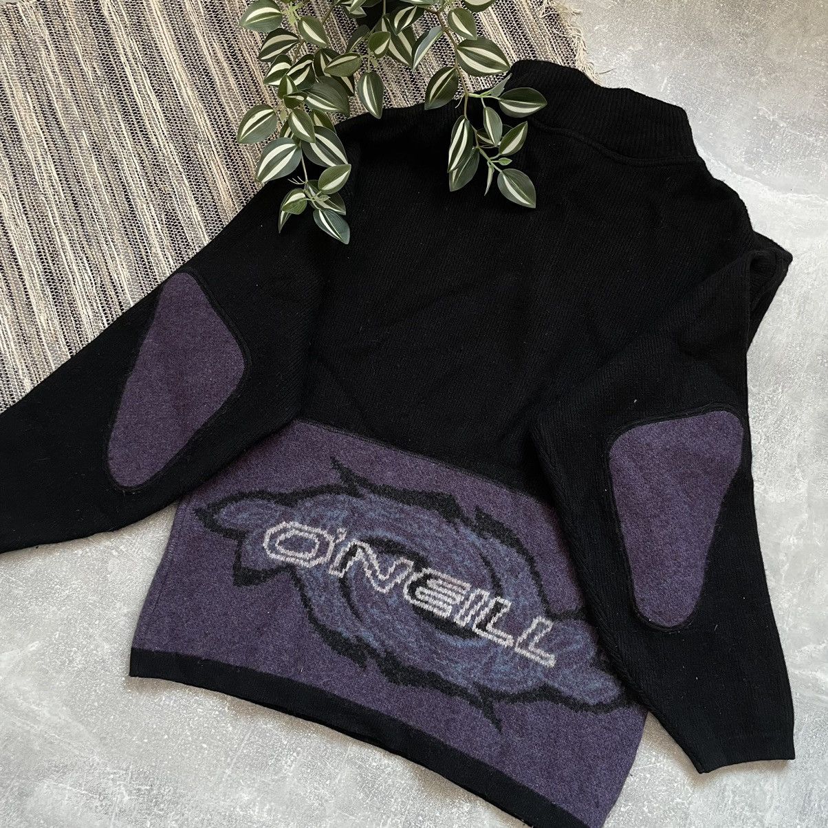 O'Neill Crazy 🥶 ONEIL 90s BIG LOGO SWEATER surf knit cardigan wool Size US L / EU 52-54 / 3 - 2 Thumbnail