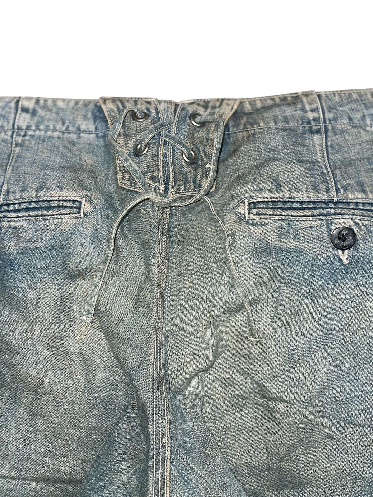 Blue Blue Japan BLUE BLUE JAPAN Lace-Up Back Anchor Button Indigo Shorts Size US 31 - 11 Thumbnail