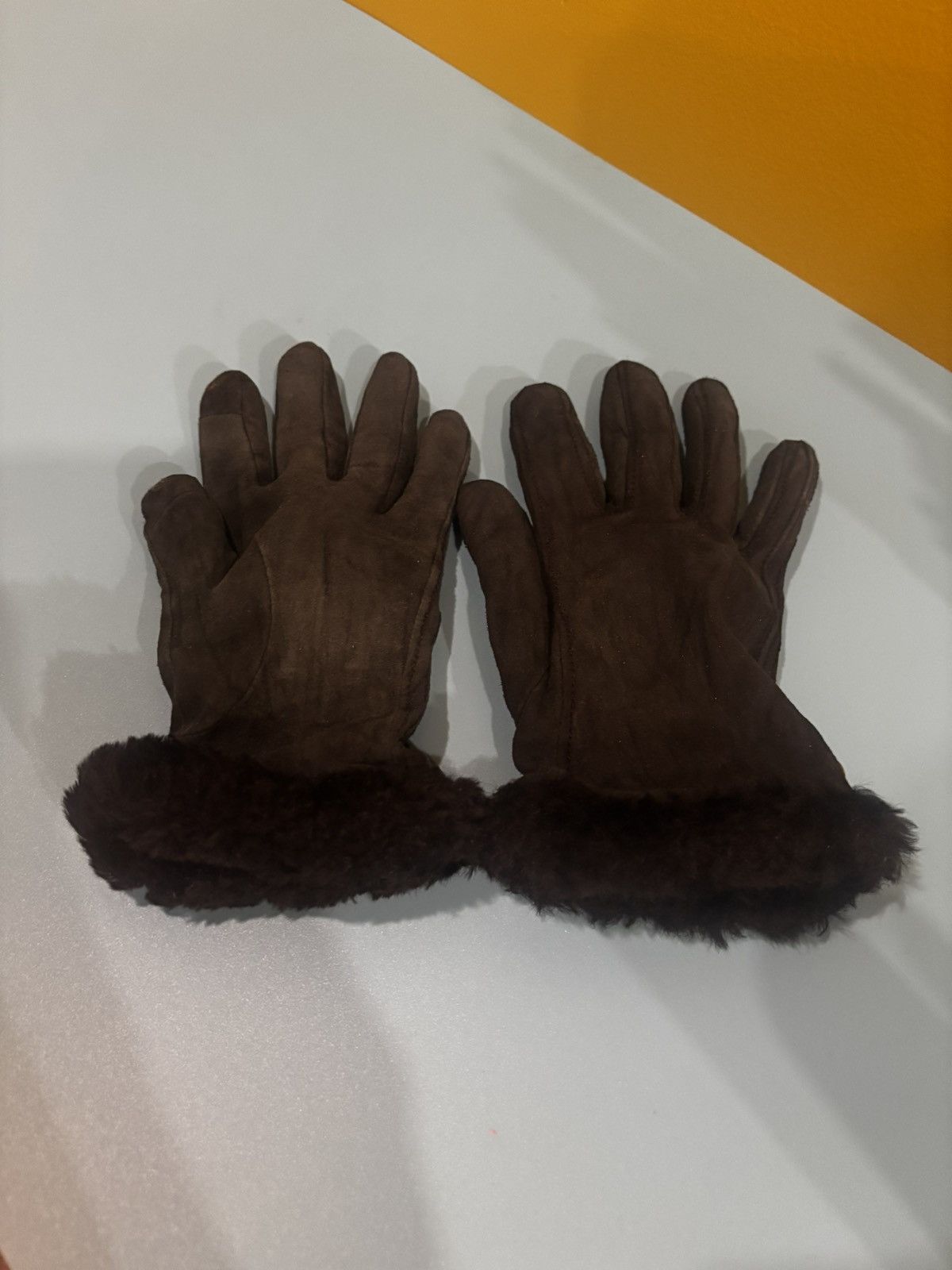 Ugg UGG Australia Black Suede Fur Trim Gloves Size ONE SIZE - 2 Thumbnail