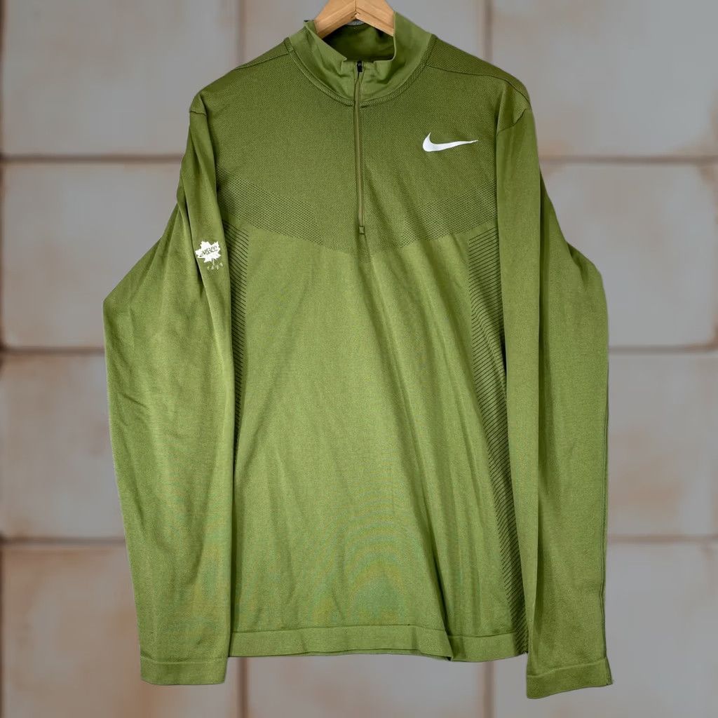 Nike Nike Golf Pullover Mens Large Olive Green 1/4 Zip Mock Neck Swoosh Logo Embroidered MBCC 1899 Maple Leaf Casual Activewear Size US L / EU 52-54 / 3 - 1 Thumbnail