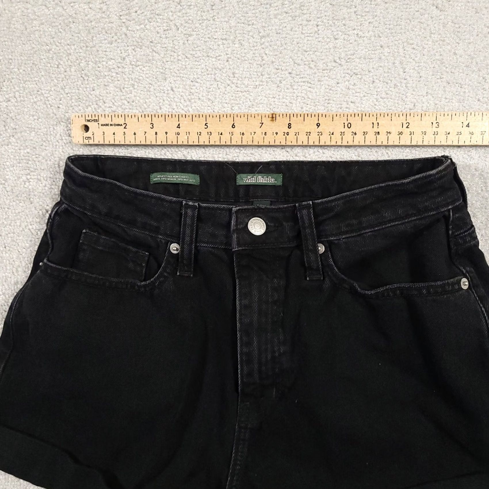 Vintage Wild Fable Jean Shorts Highest Rise Women's Size 8 Black Denim 2" Cuffed High Rise 27in Waist 5-Pocket Shorts Casual Vintage: NoMens Womens Girls Size 30" / US 8 / IT 44 - 5 Thumbnail