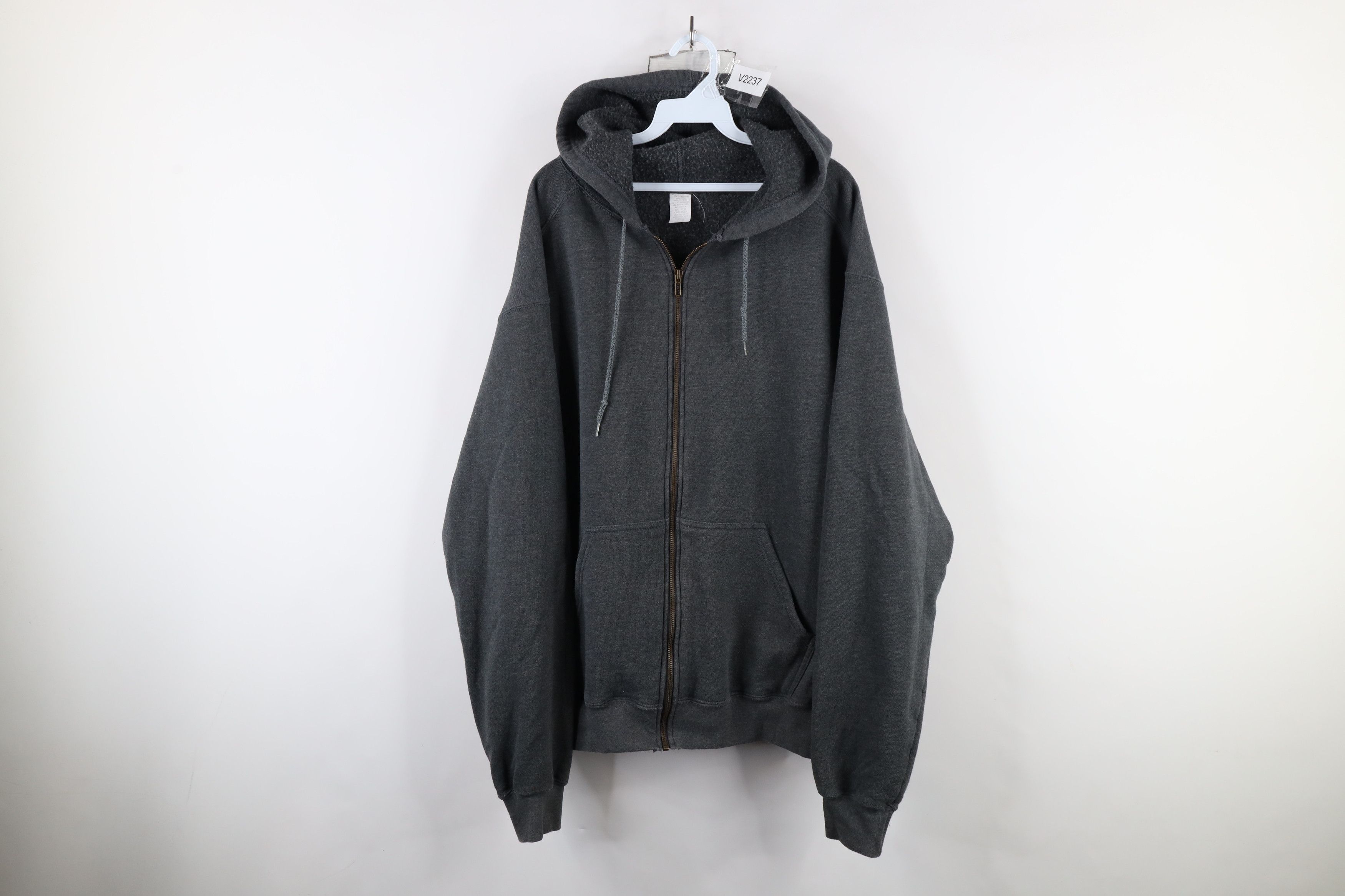 Vintage Vintage 90s Streetwear Blank Full Zip Hoodie Sweatshirt Gray Size US L / EU 52-54 / 3 - 1 Thumbnail
