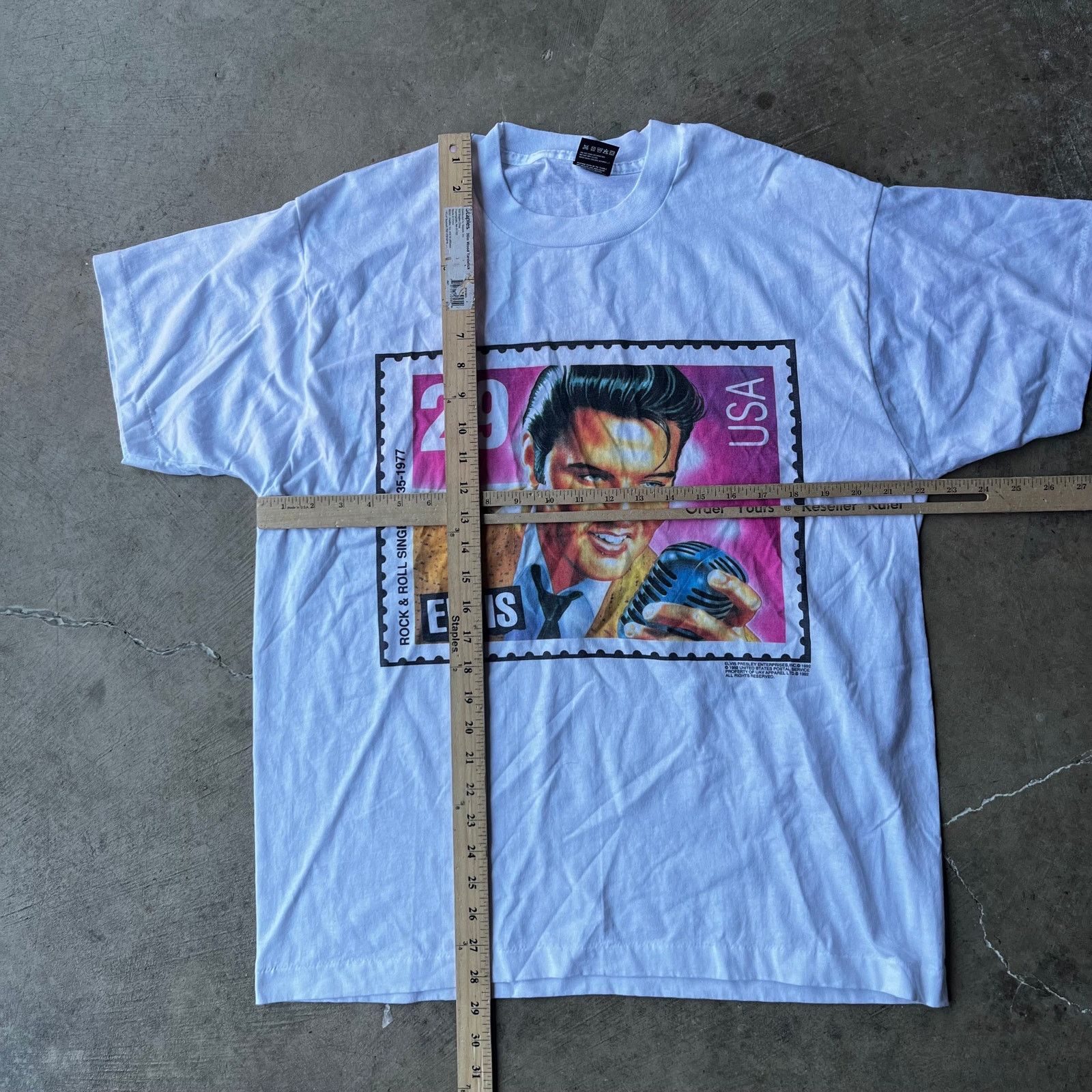 Vintage Vintage Elvis Presley Shirt Mens XL White Stamp Tee 90s USA Size US XL / EU 56 / 4 - 4 Thumbnail