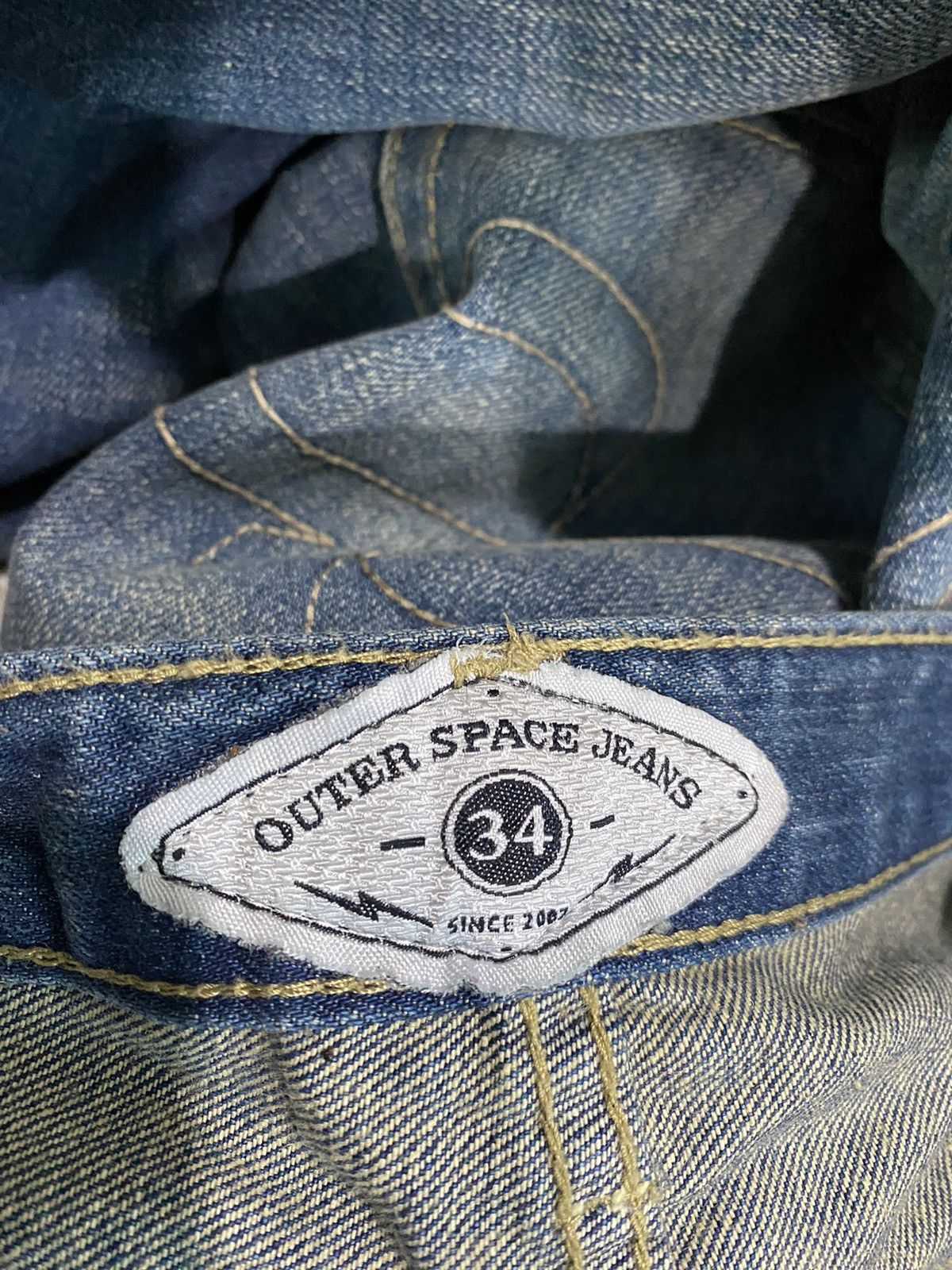 Japanese Brand × Kapital JAPAN BRAND OUTER SPACE RIPPED STYLE DENIM DISTRESS Size US 34 / EU 50 - 9 Thumbnail