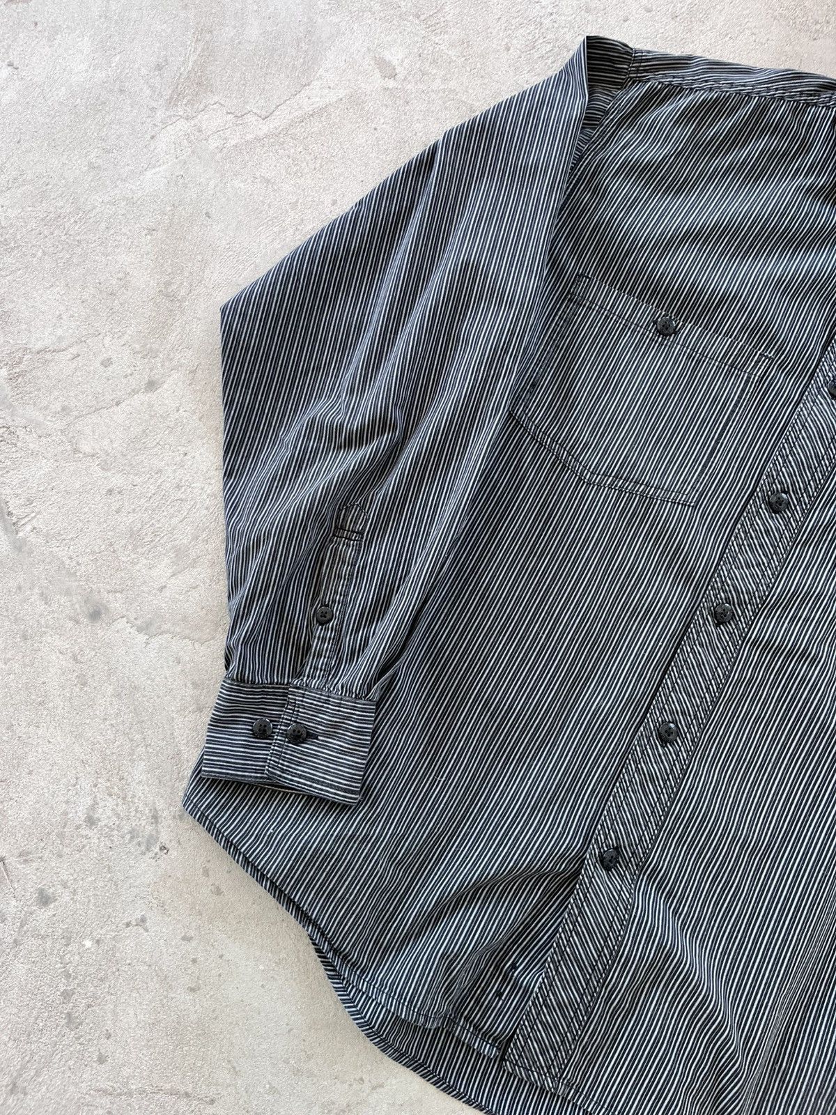 Harley Davidson Vintage Harley Davidson Striped Shirt Grey Black Workwear Size US L / EU 52-54 / 3 - 2 Thumbnail